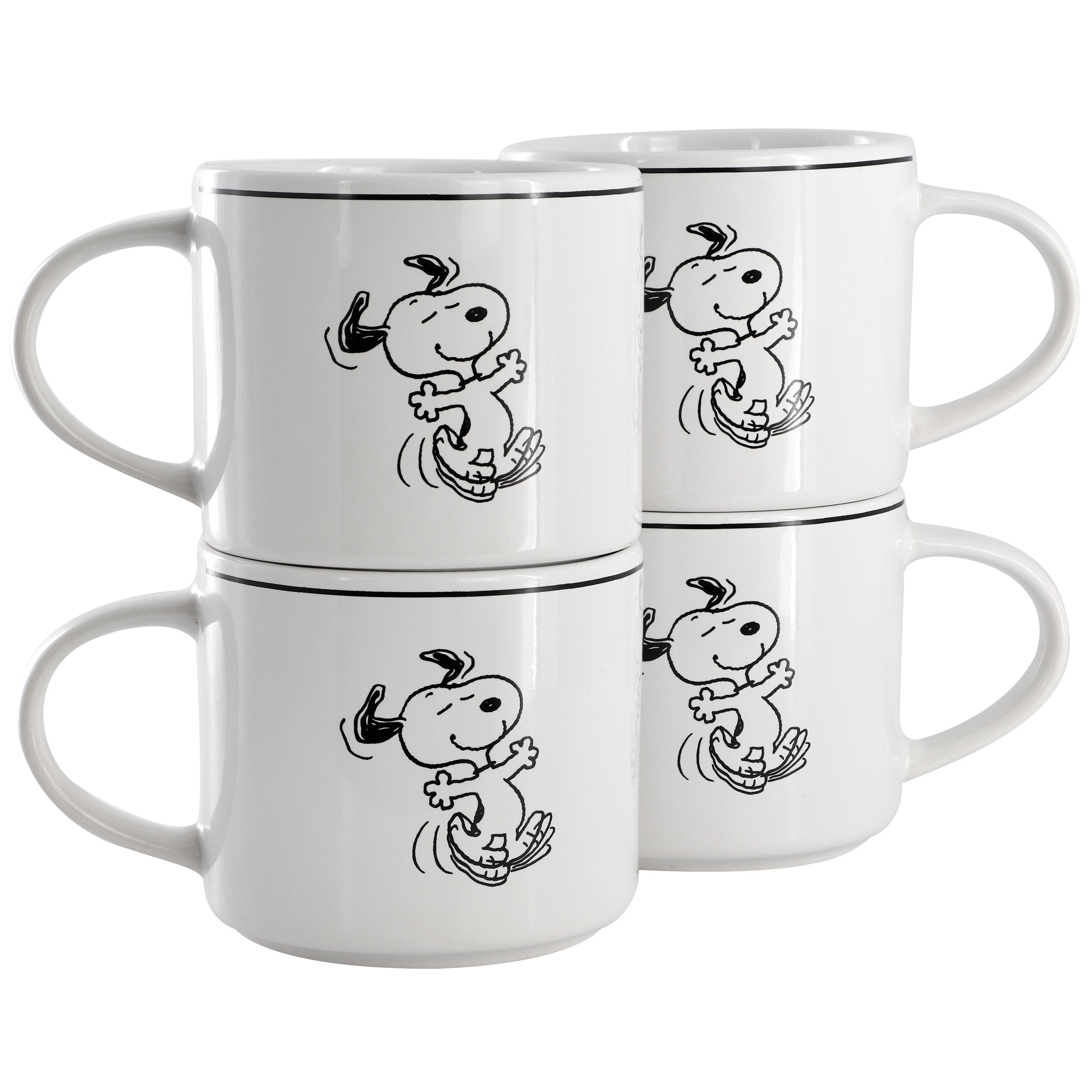 Peanuts  Best Day Ever 4 Piece 16 Ounce Stoneware Mug Set in White