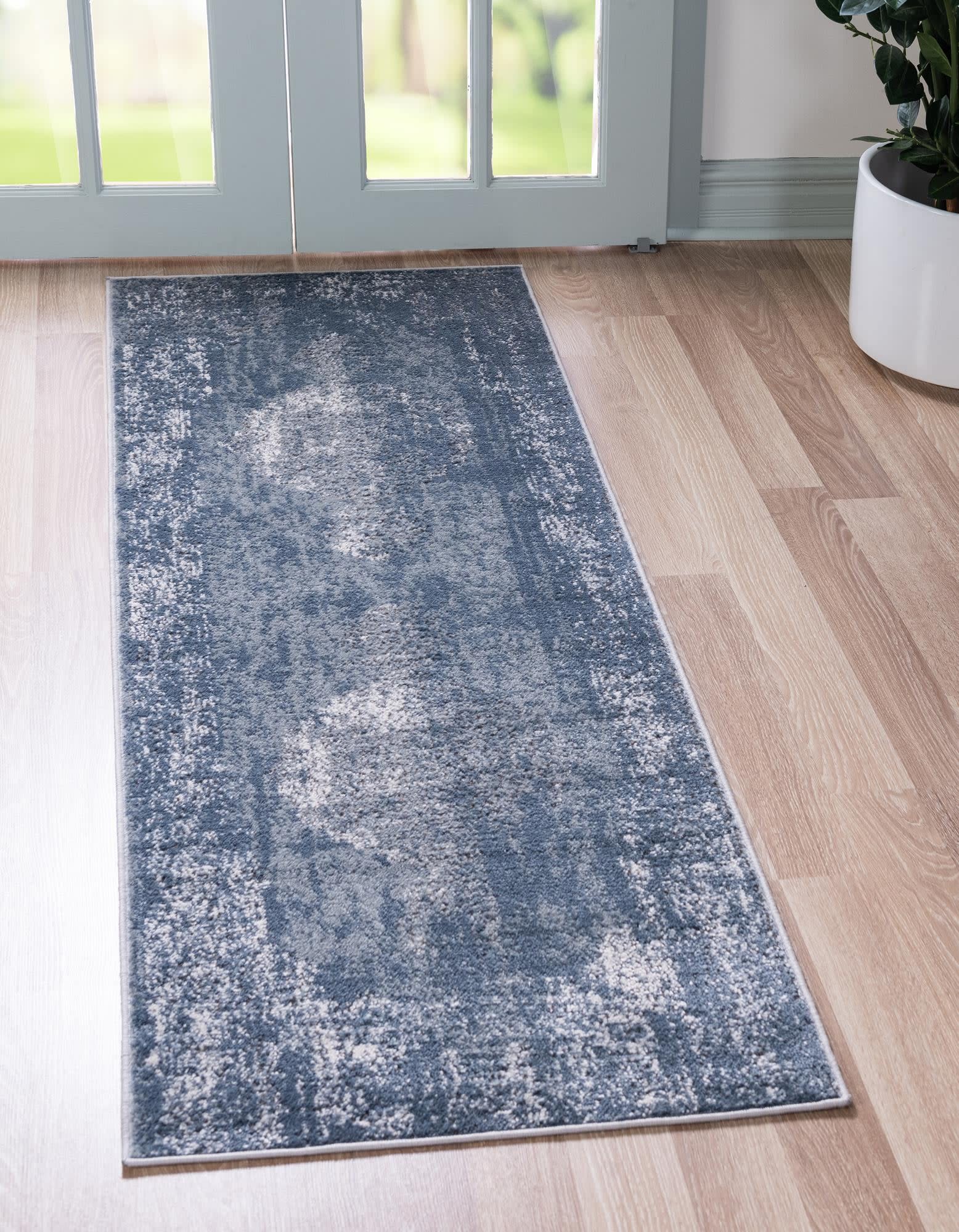 Unique Loom 3147352 Portland 2 x 12 (ft) Loomed Polypropylene Blue Rectangular Indoor Medallion Runner rug