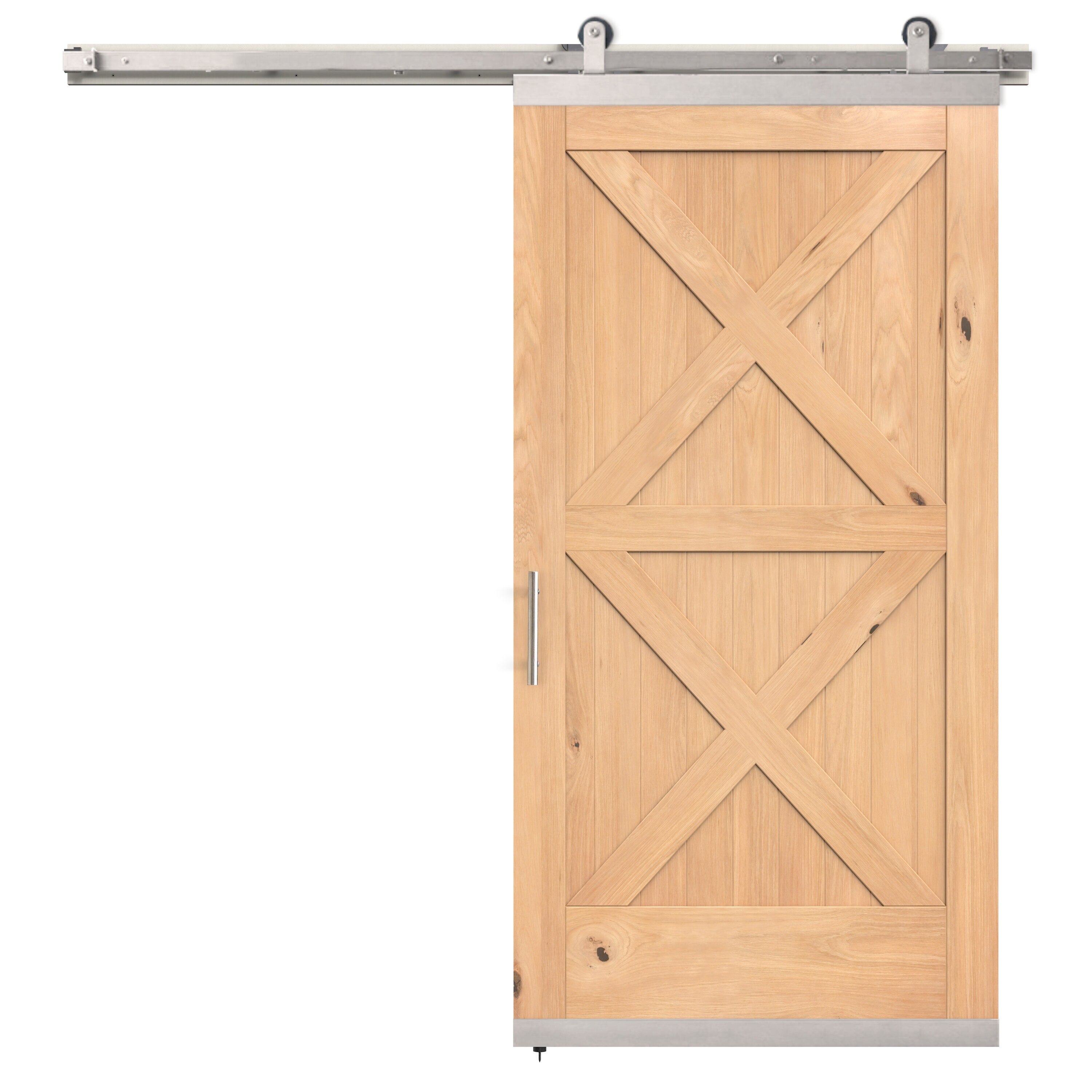 Jeld Wen 42 In X 96 In Clear Crossbuck White Oak Wood Single Barn Door Hardware Included In