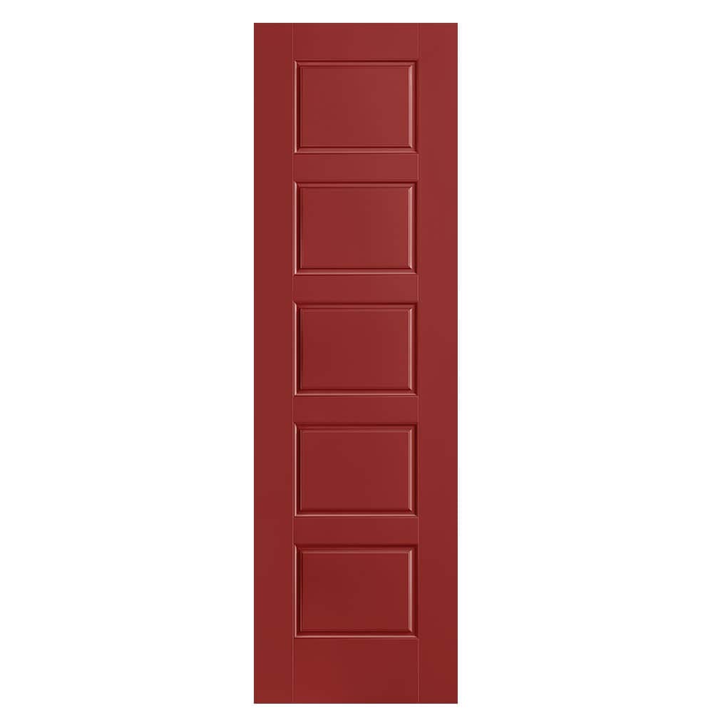 Masonite 1444583 Riverside 24-in x 80-in Barn Red 5-panel equal Smooth Solid core Prefinished Molded composite Slab Door