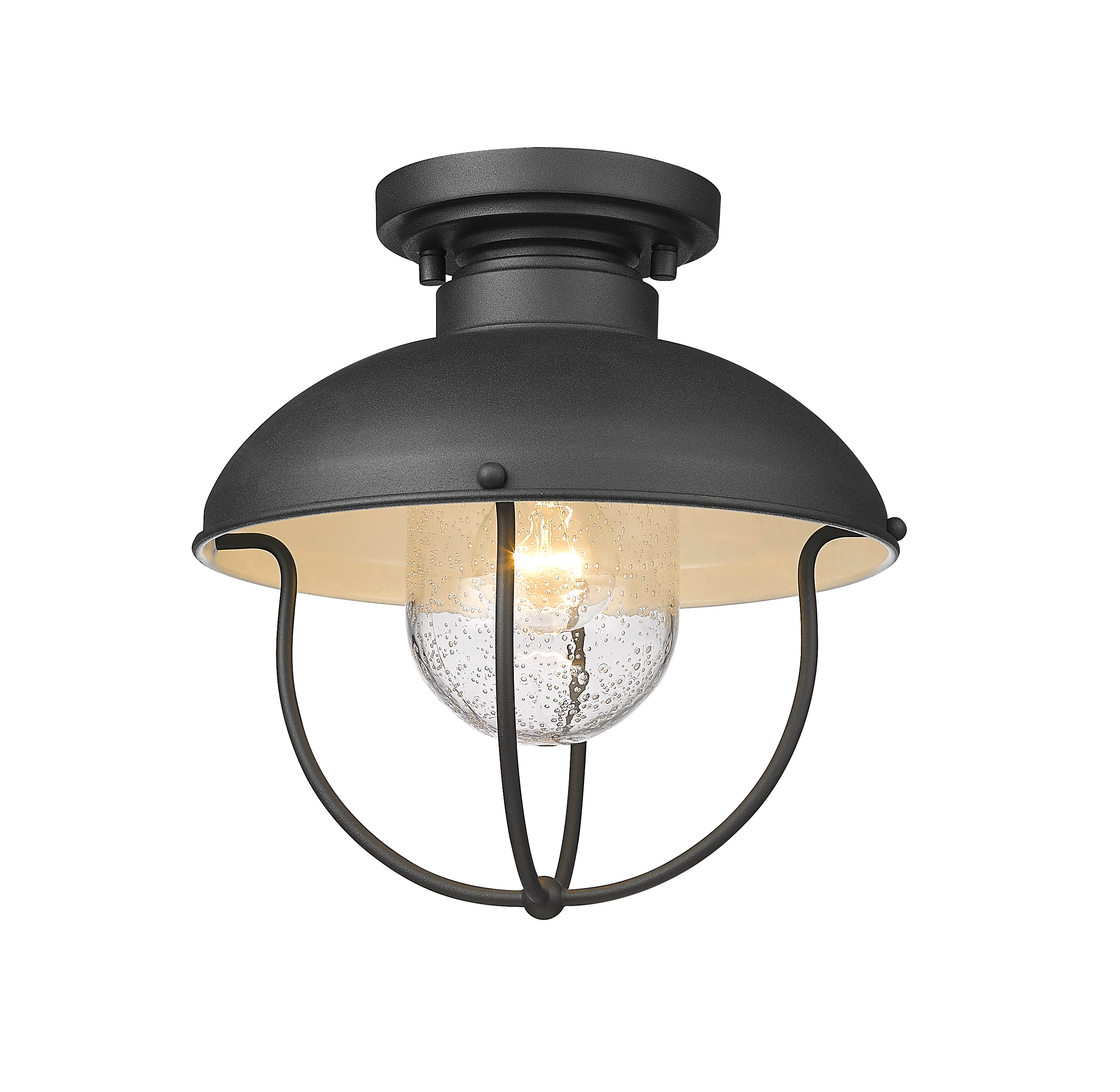 Z-Lite 590F-BK Ansel 1 -Light 11-in Brushed Black Indoor/Outdoor Flush Mount Light