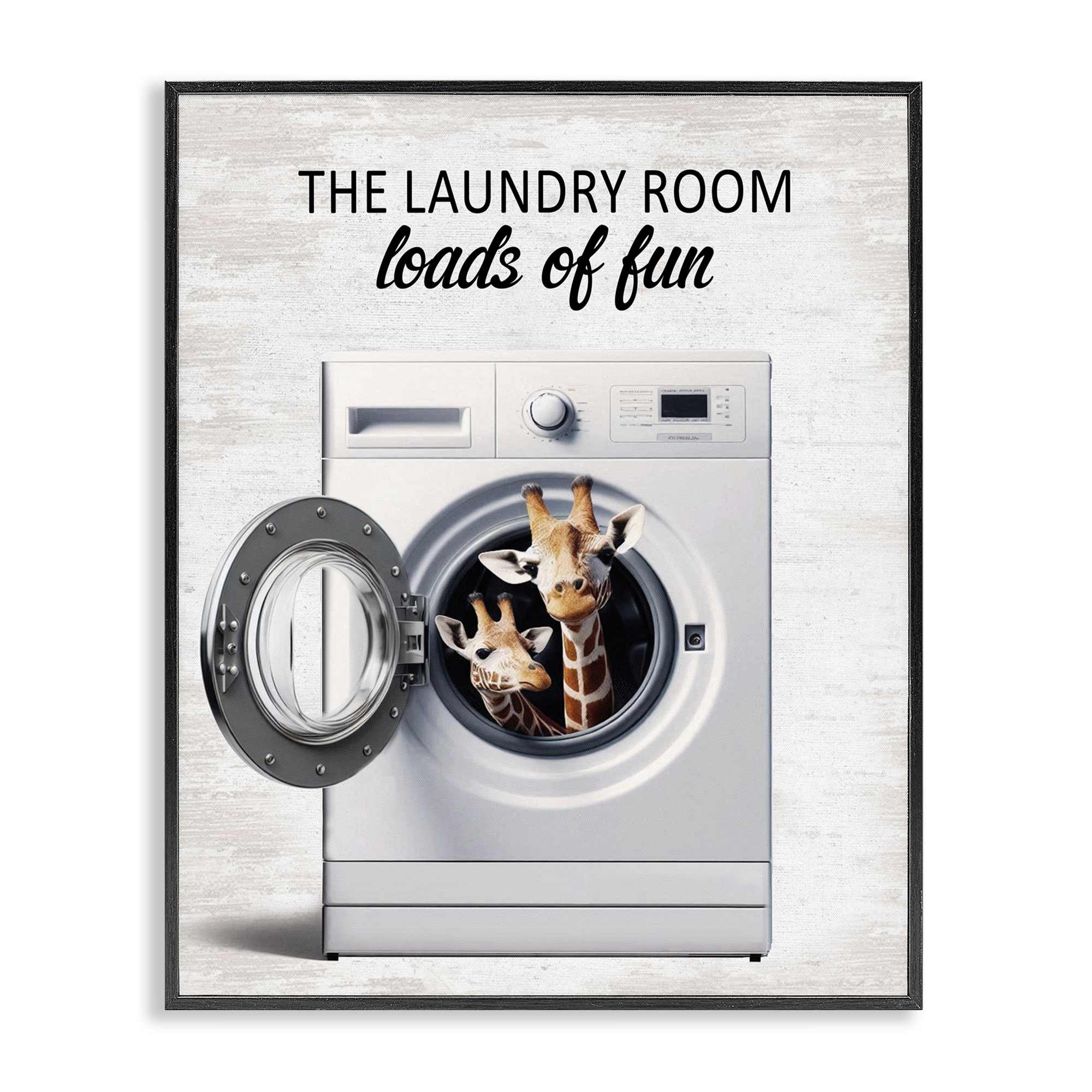 Stupell Industries BS-859-FR-11X14 Giraffes and Laundry Load Black Framed Giclee Art By Lettered and Lined 11 x 14