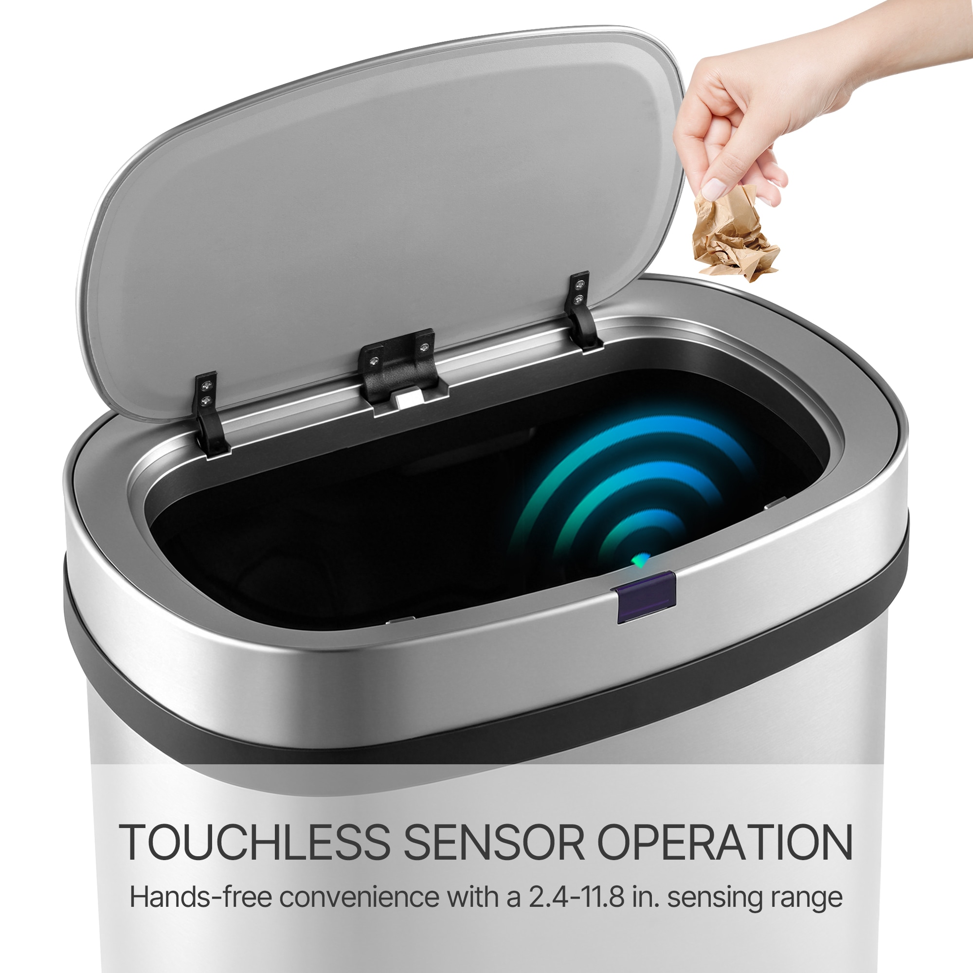 Innovaze 18 Gallon Touchless Trash Can with 26 Bags Stainless