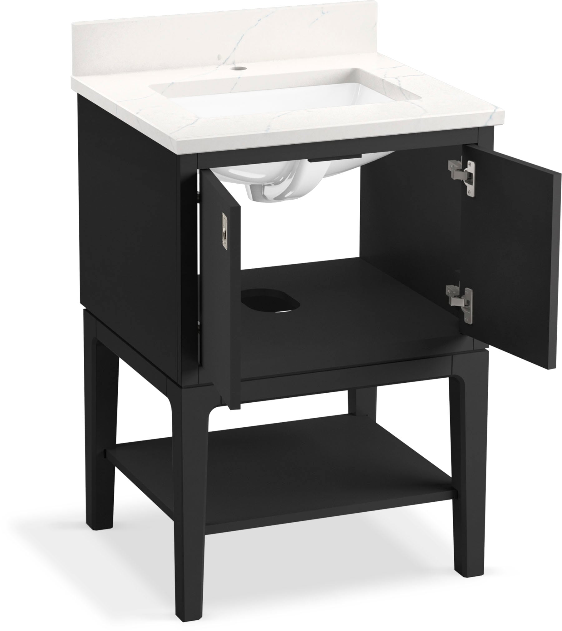 Ferrous Grey 24" Bathroom Vanity with Quartz Top