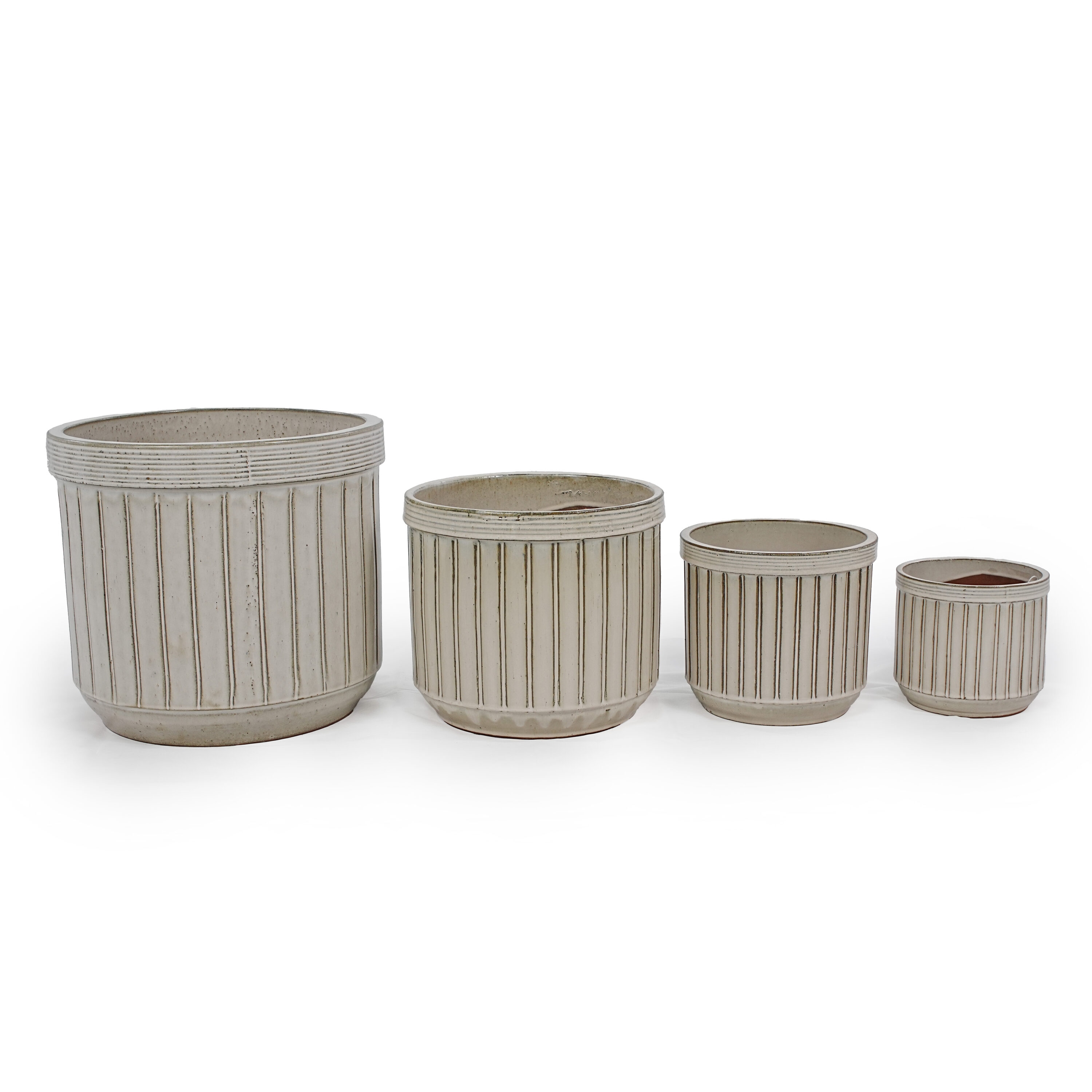 LOVMOR SF-Y-W3273P322015 4 Pieces Ceramic Flowerpot Modern Planter for Patio Garden or Windowsills - Cream Color