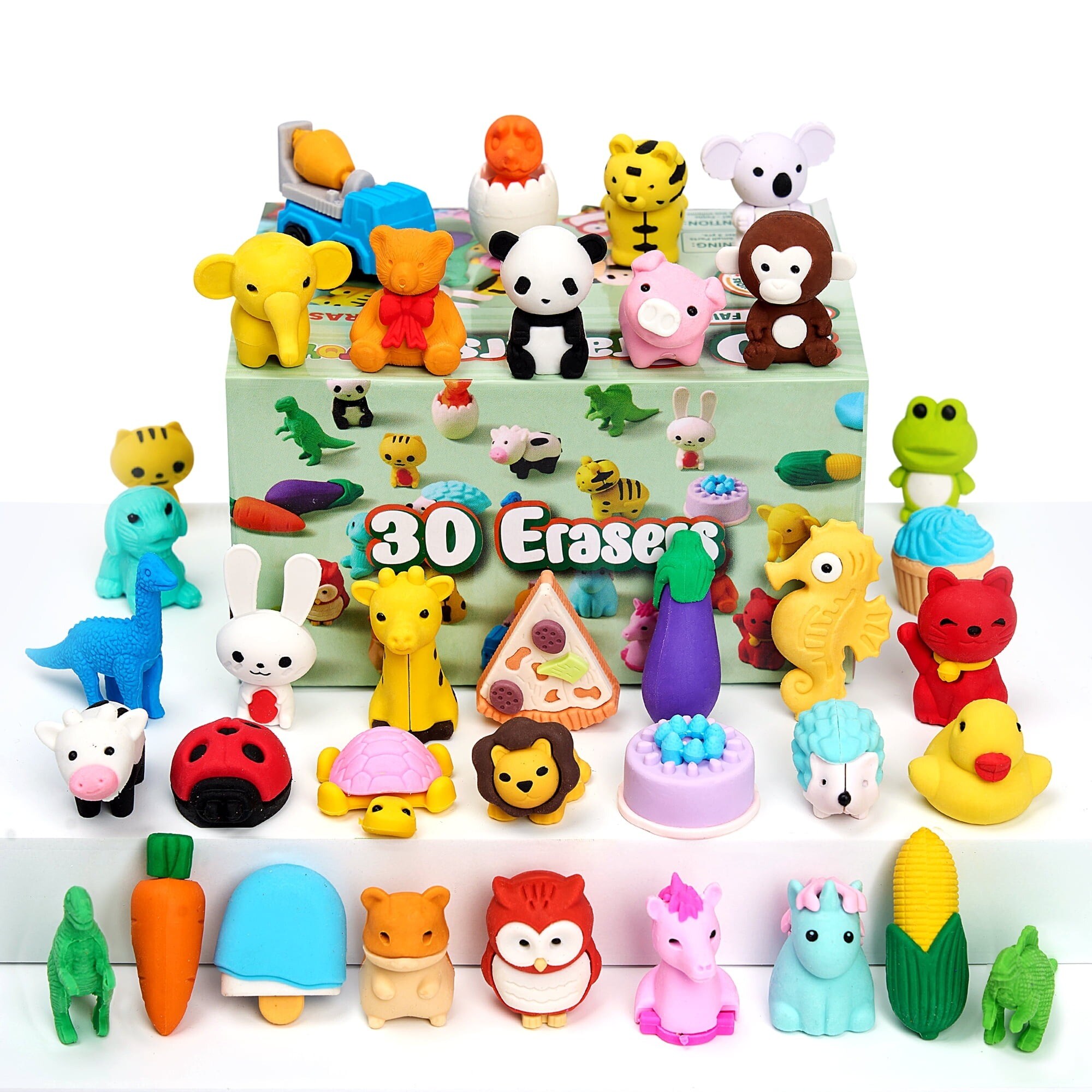 Joyfy - 36 Pack Animal Erasers, 3D Animal Figure Erasers, Fun School Supplies, Party Favors, and ...