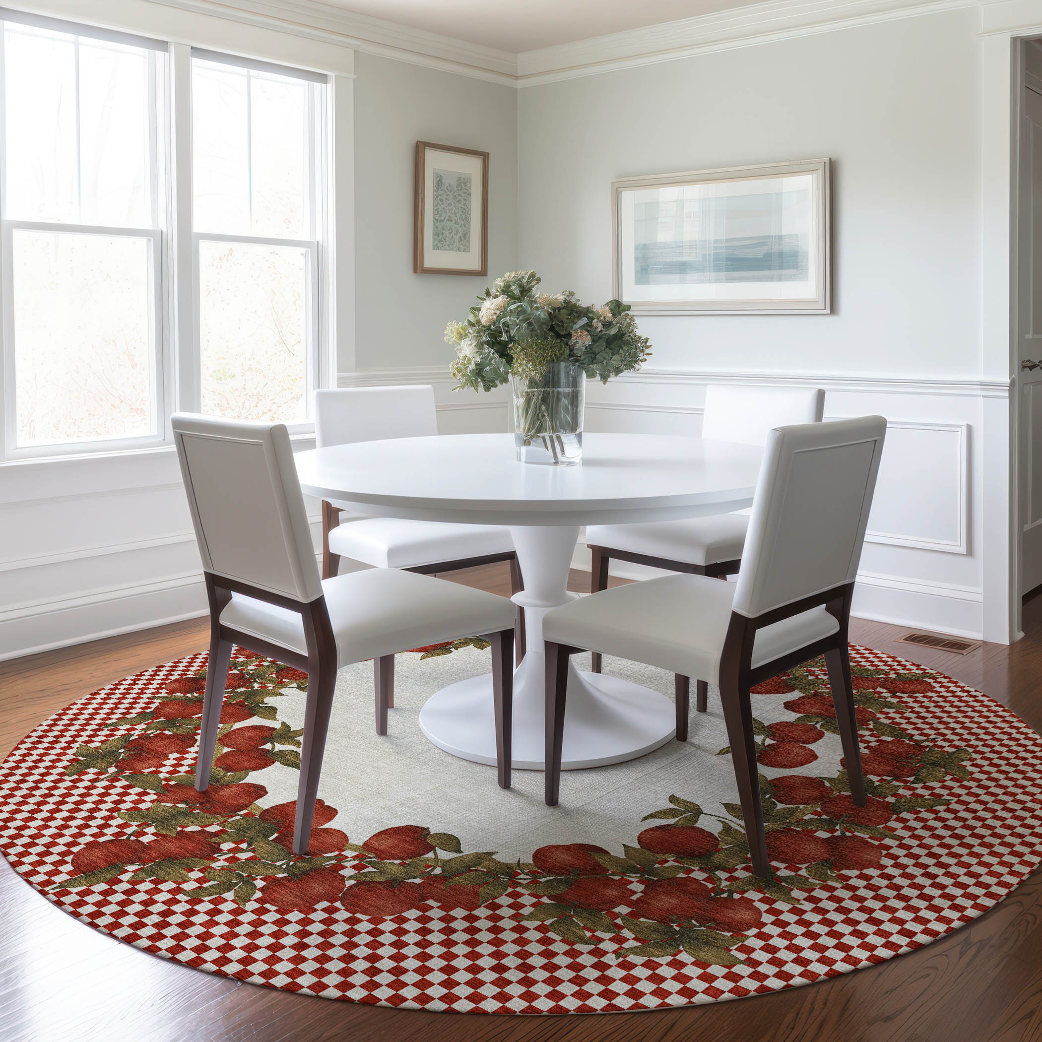 Addison Rugs AMF164AP8RO Mayfield AMF164AP 8 x 8 (ft) Loomed Polyester Apple Round Indoor Geometric Machine washable Area rug