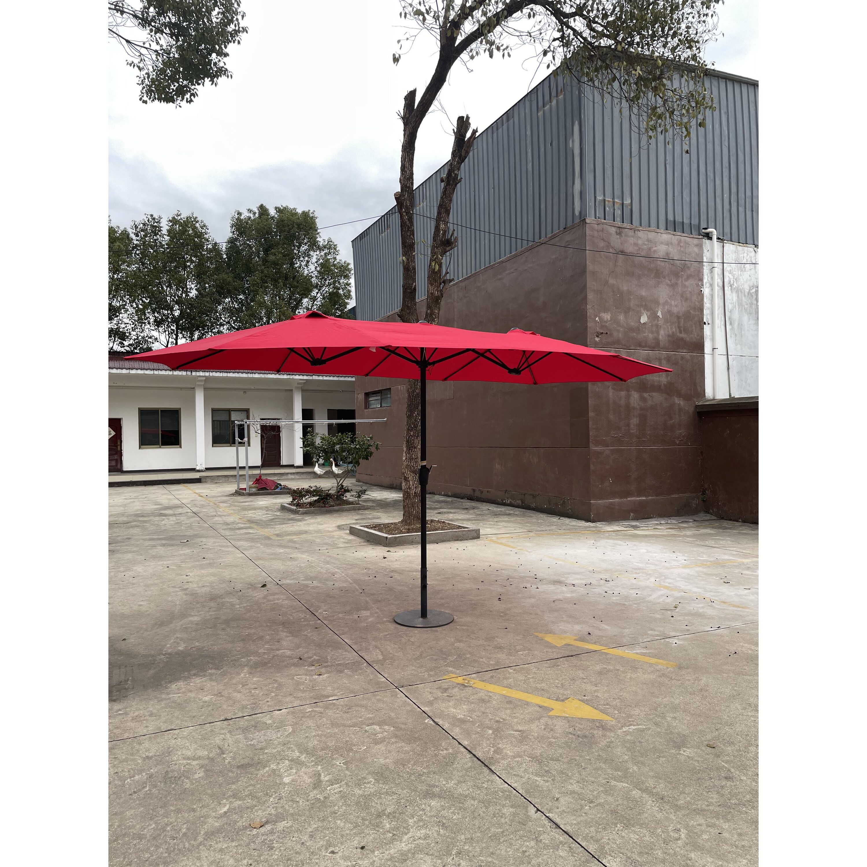 BABOOM BOM-145897-OR 15-Feet Steel Red Market Patio Umbrella