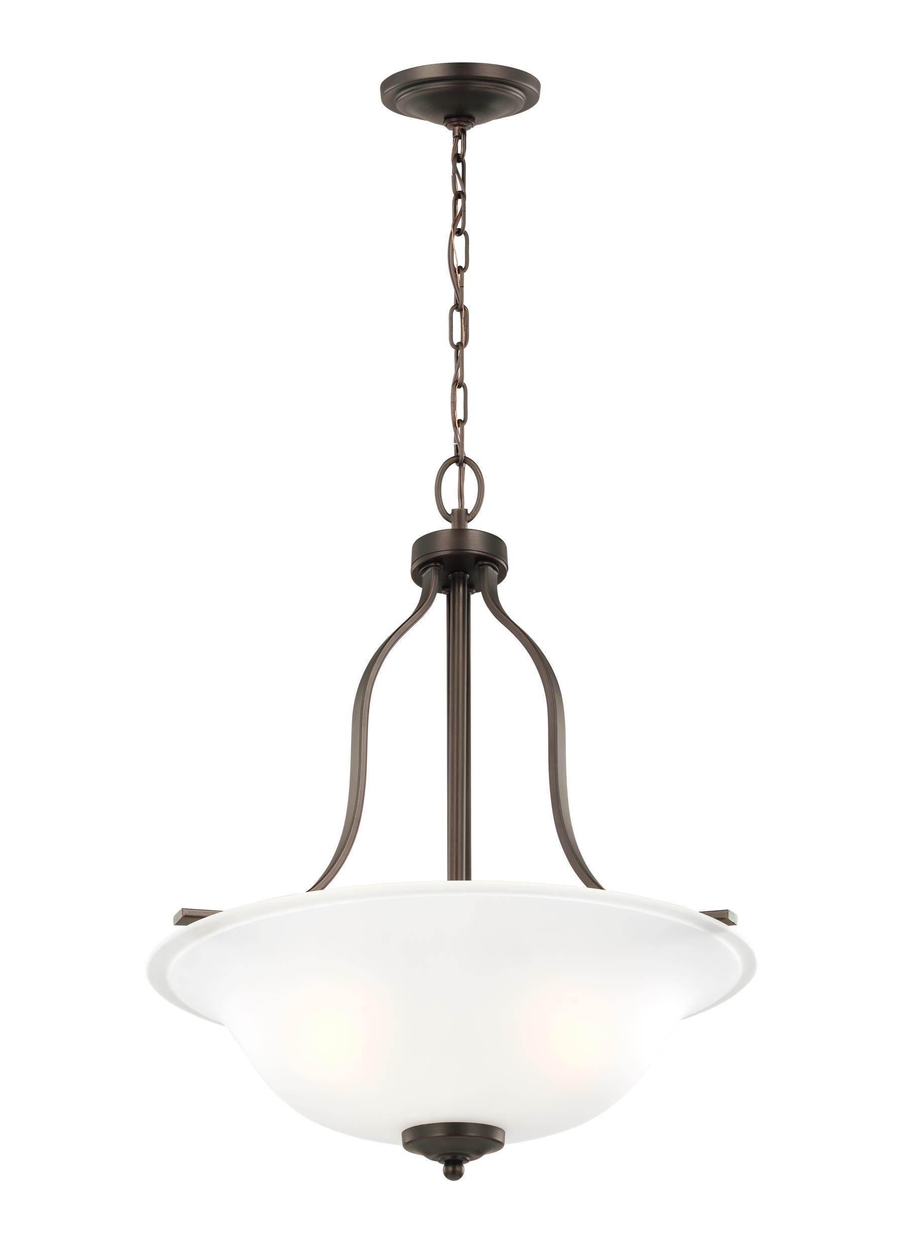 Generation Lighting Emmons 3-Light Bronze Traditional Etched Glass Bowl ...