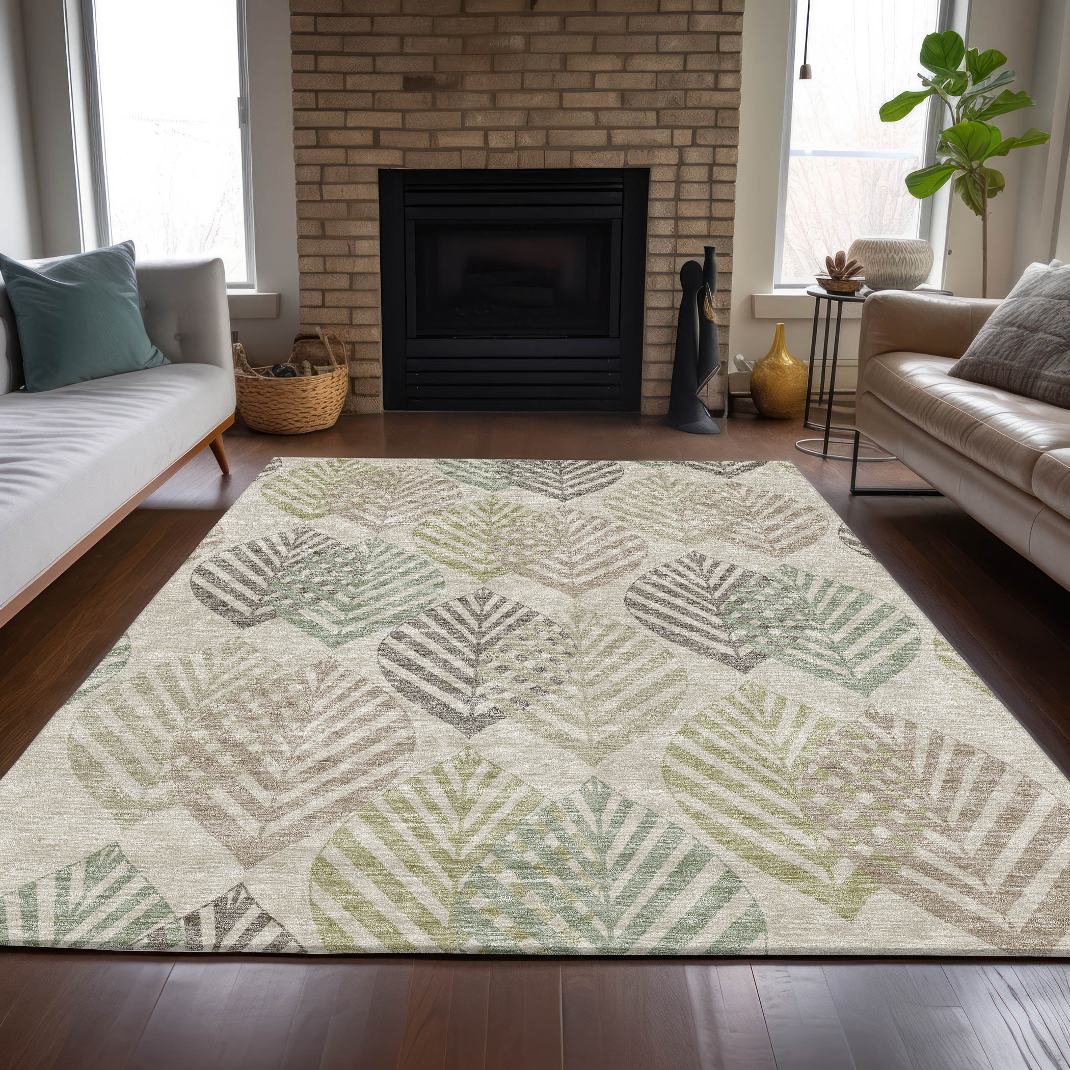 Addison Rugs ACN744BG3X5 Chantille ACN744BG 3 x 5 (ft) Polyester Beige Rectangular Indoor/Outdoor Geometric Machine washable Area rug