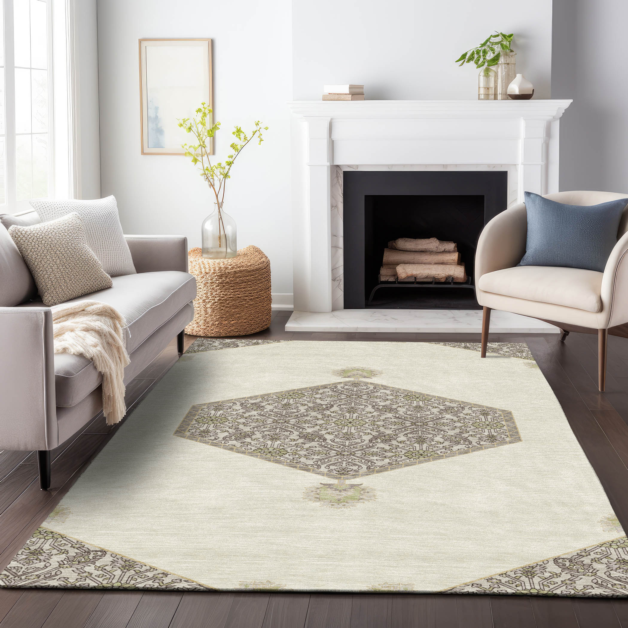 Addison Rugs ACN1011IV30X46 Chantille ACN1011IV 2 x 3 (ft) Polyester Ivory Rectangular Indoor/Outdoor Geometric Machine washable Area rug