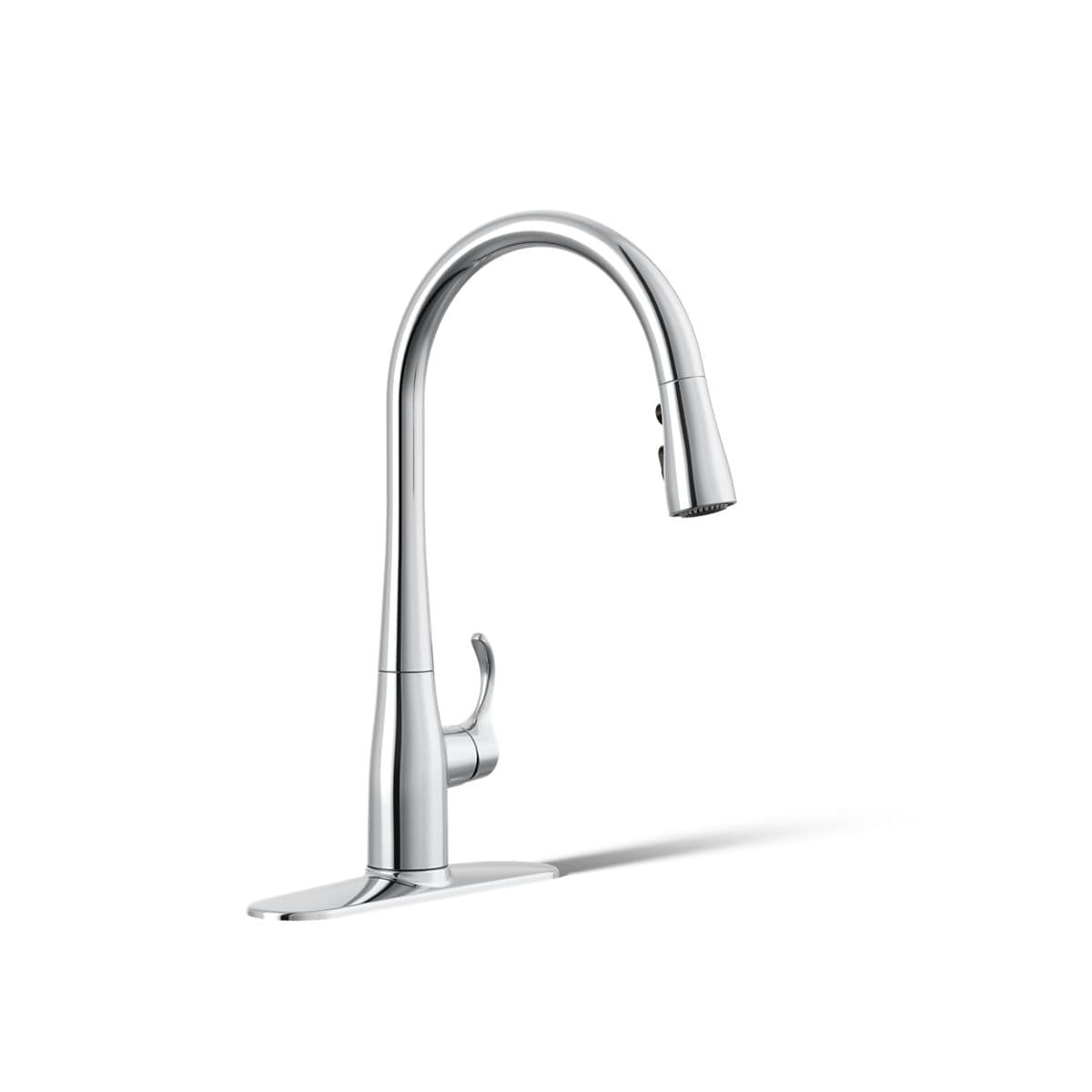 KOHLER 596-CP Simplice Polished Chrome Single Handle Deck-mount Pull-down Kitchen Faucet with Sprayer ( Deck Plate Included )