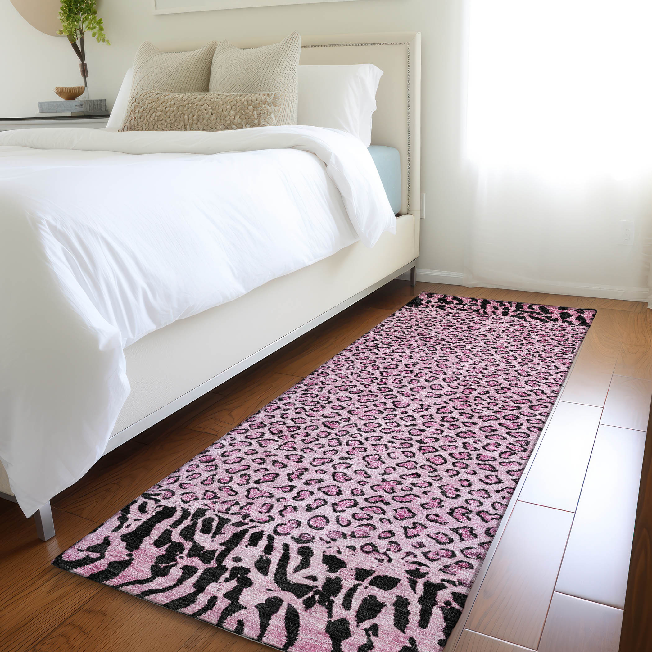 Addison Rugs ACN1230PI2X8 Chantille ACN1230PI 2 x 7 (ft) Polyester Pink Rectangular Indoor/Outdoor Geometric Machine washable Runner rug