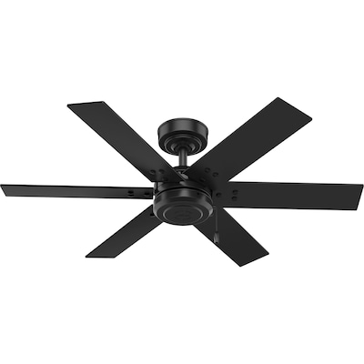 Hunter Perlman 44 In Matte Black Indoor Outdoor Ceiling Fan 6 Blade The Fans Department At Com - Large Ceiling Fan With Light Black