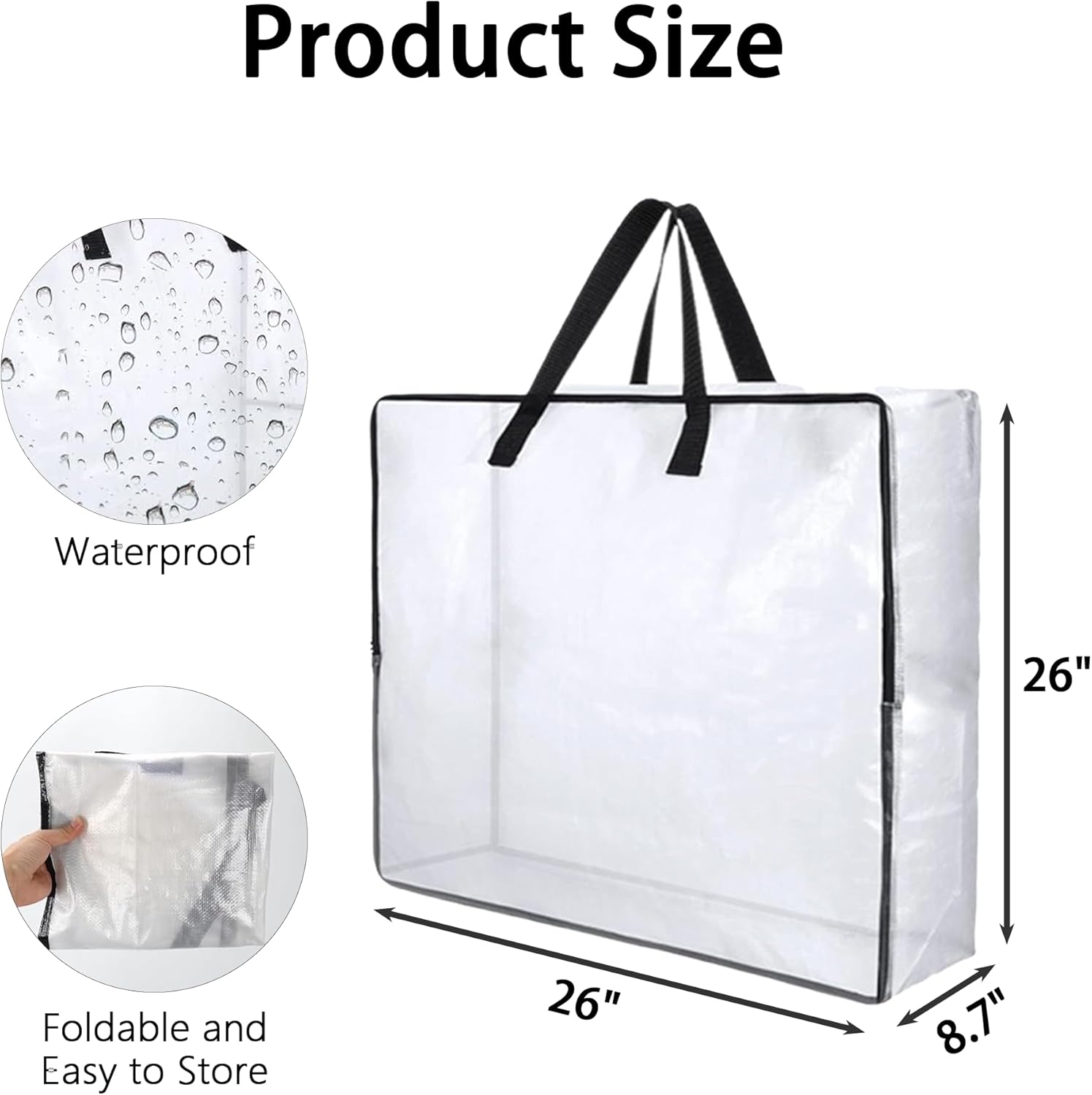 Misopily 4 Pack 90L Storage Bags 26 in L x 8.7 in W x 26 in H Clear ...