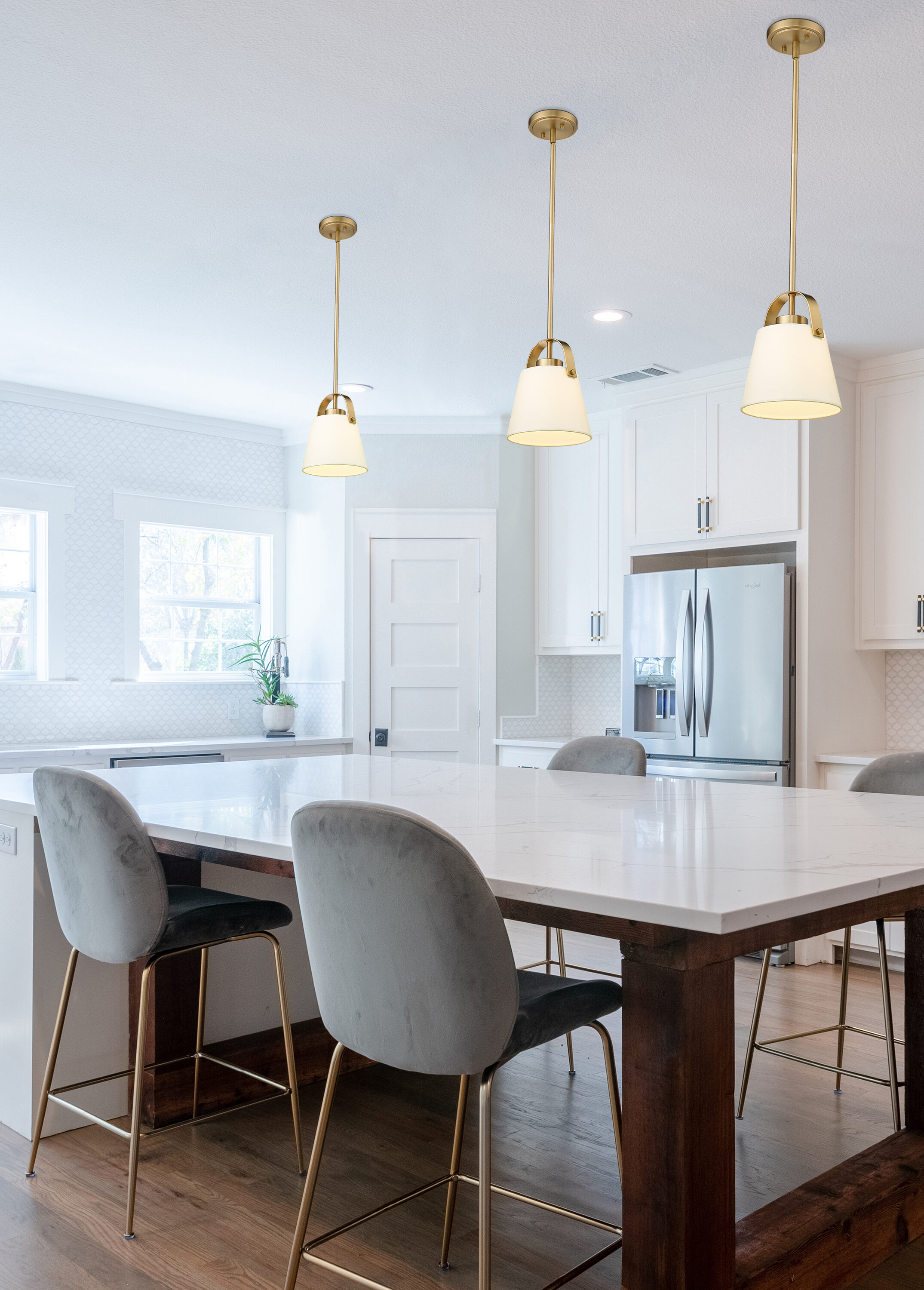 Heritage Brass 8" Pendant Light with Ivory Shade