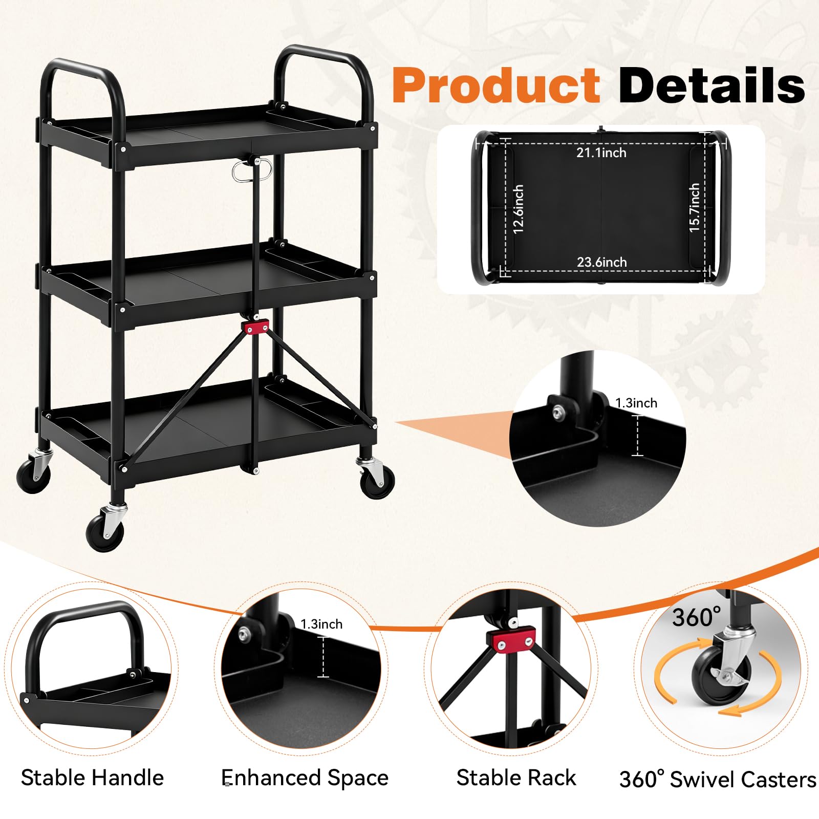 Haysky LSRY-C3C06-BK-WJ Utility-Carts - View #5