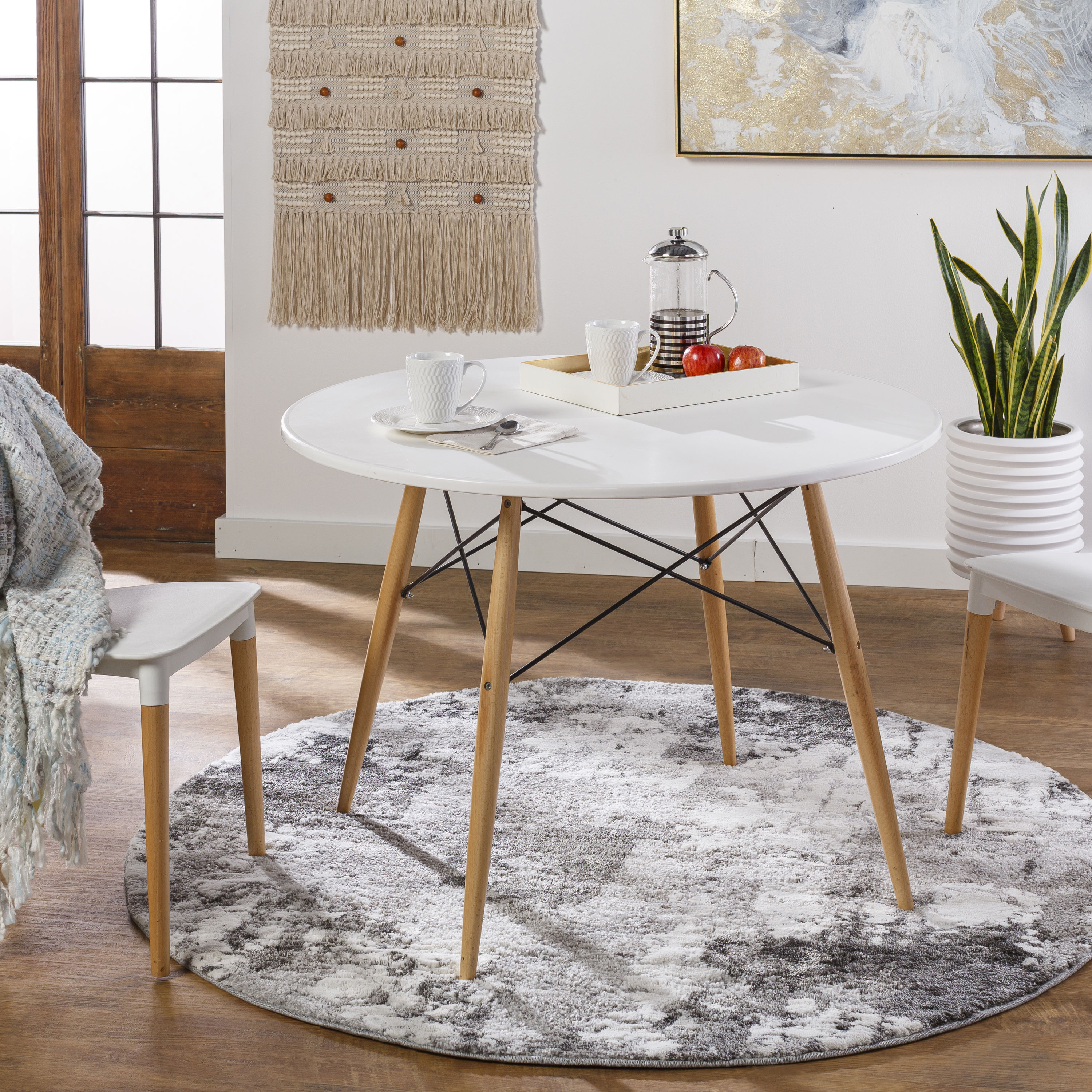 Livabliss VNE2308-53RD Venice 5 x 5 (ft) Polypropylene Black Round Indoor Abstract Mid-Century Modern Area rug