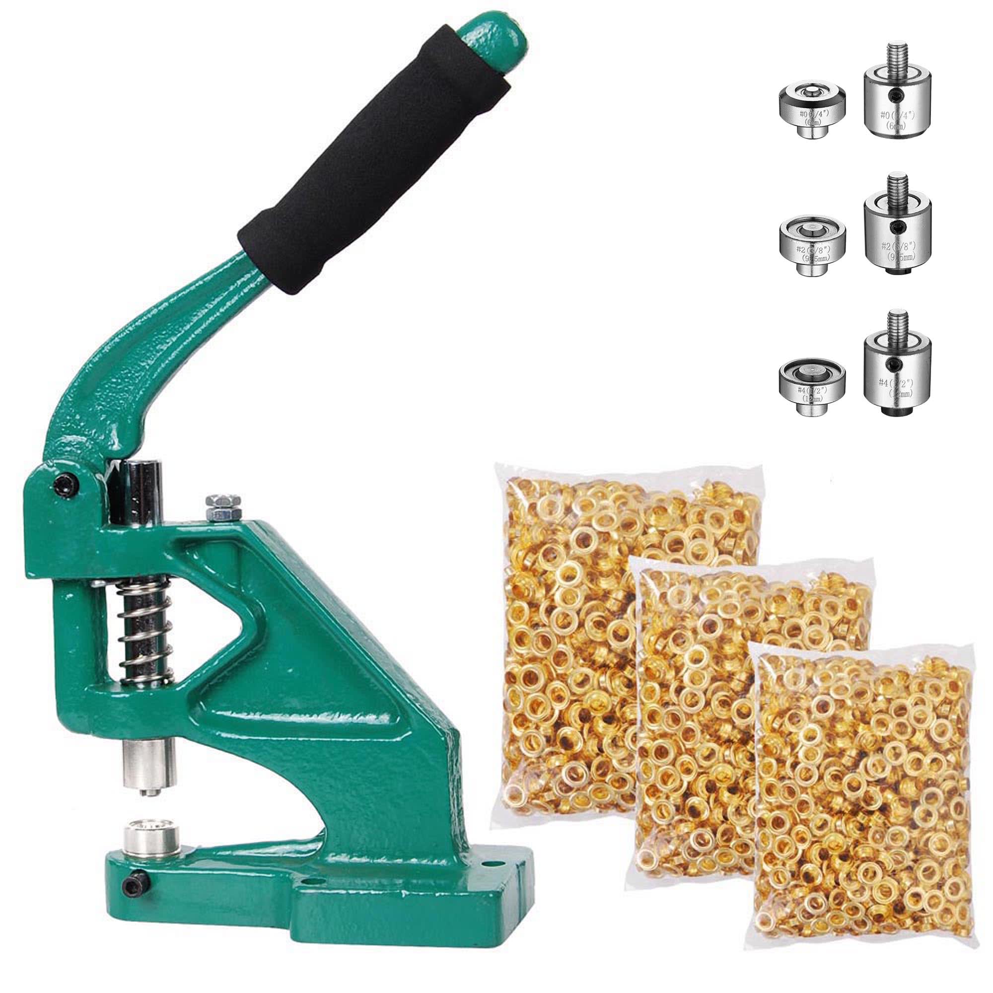 Yescom Grommet Tool Kit with 900pcs Eyelets Washers #0/#2/#4 Die Hole Puncher Hand Press Machine #25GRM001-GENONE-LO
