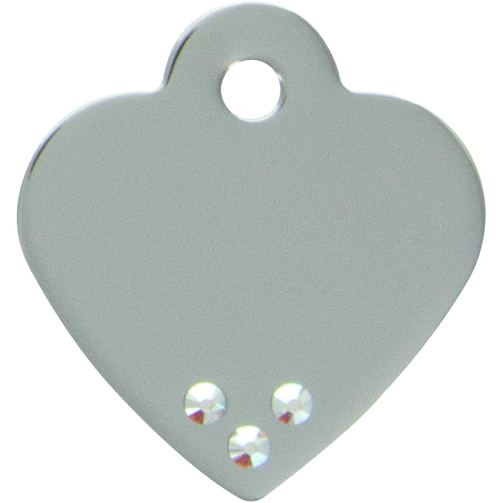 Quick-Tag  Heart Personalized Engraved Pet ID Tag Aurora Crystal Small