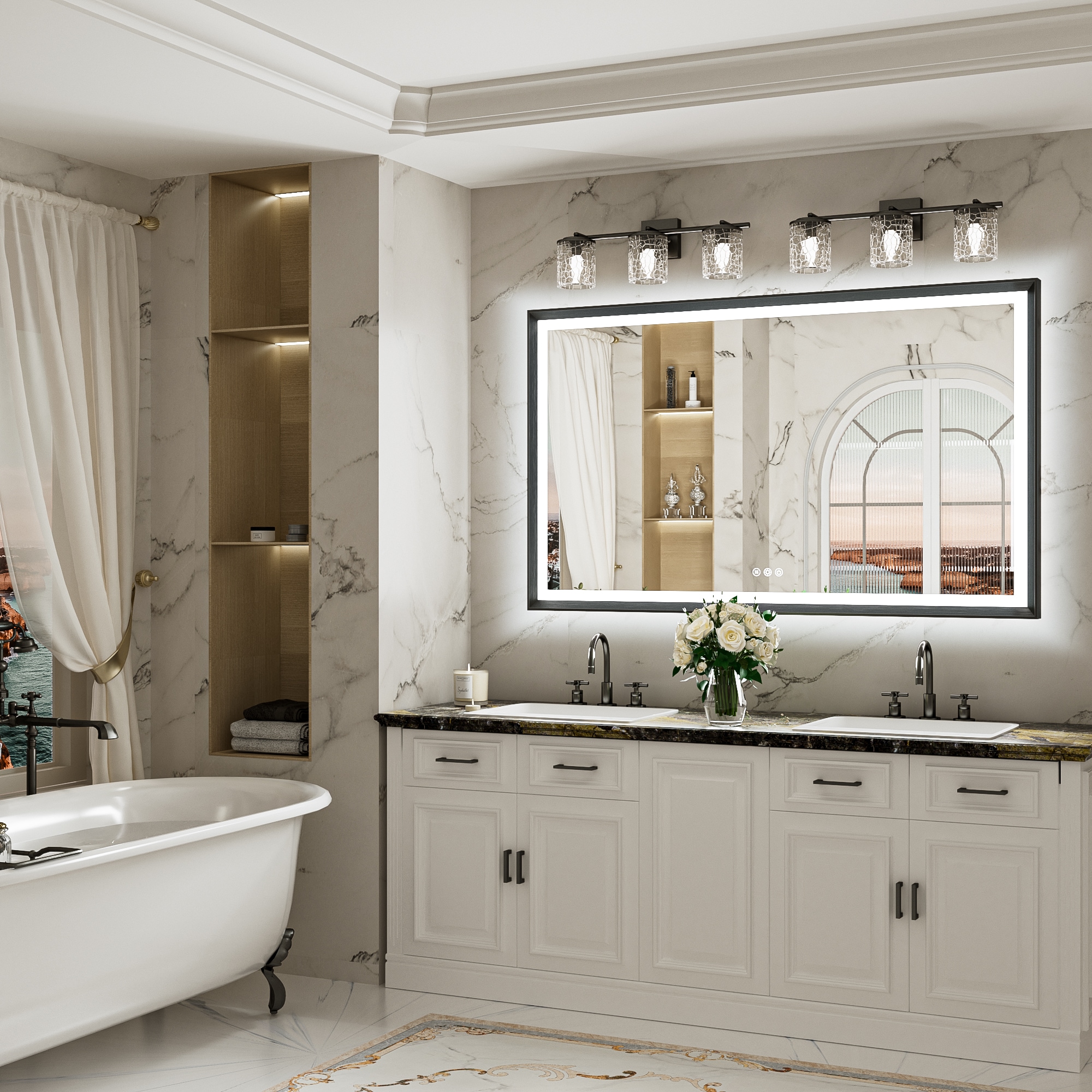 Keonjinn LW-ZBGSSW-15291BK Framed-Bath-Mirrors - View #2