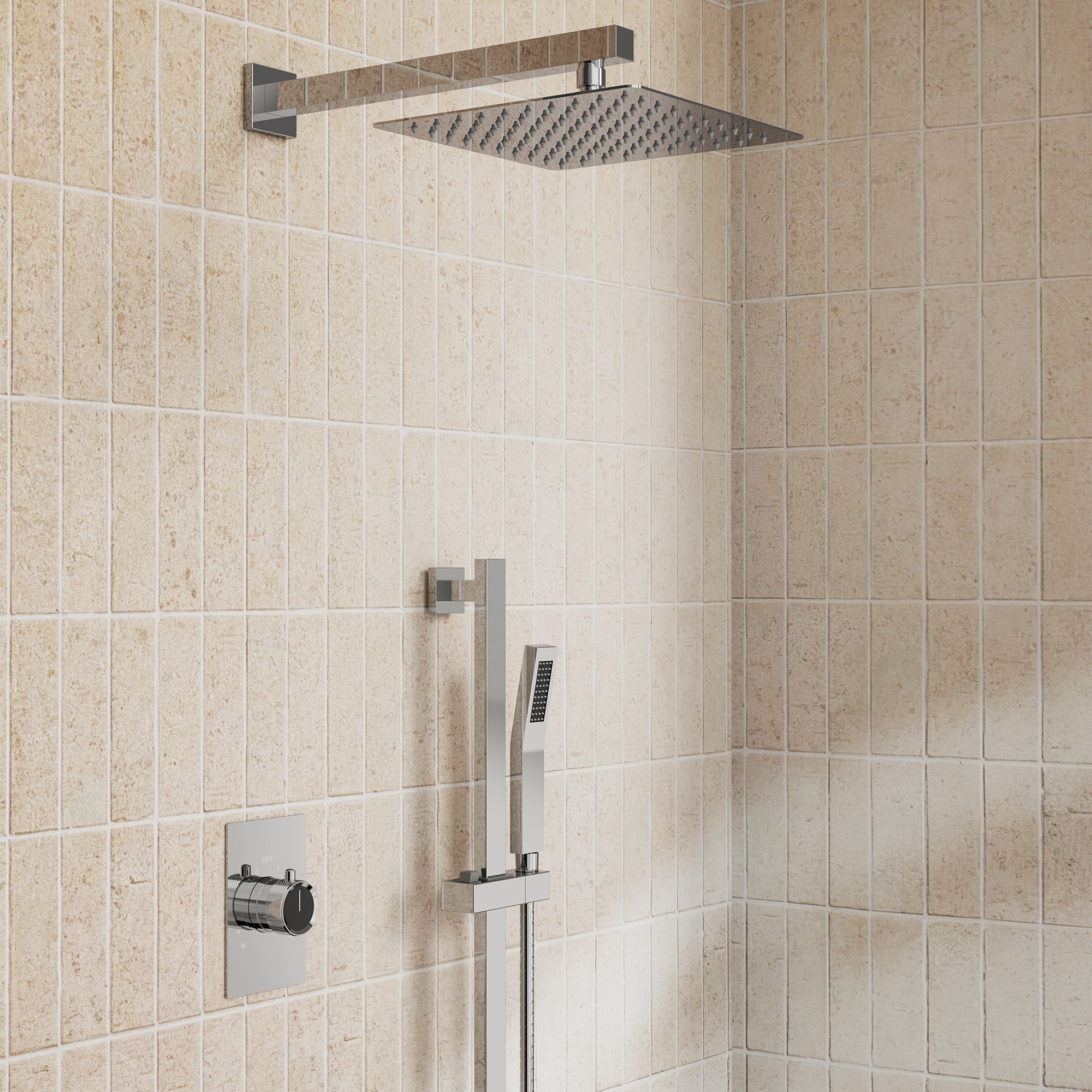 EVERSTEIN RainfallCascade Slide Bar Shower System with 10-in