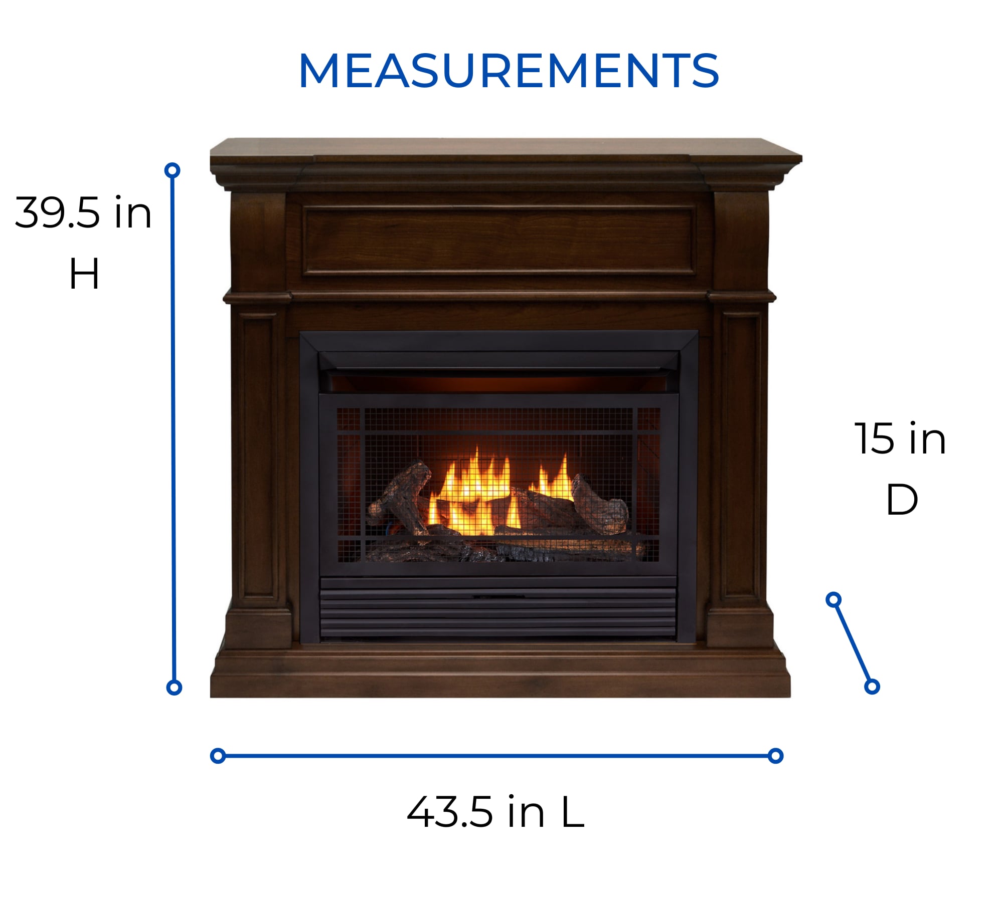 Duluth Forge 41.75-in Walnut Ventless Natural or Liquid Propane Gas ...