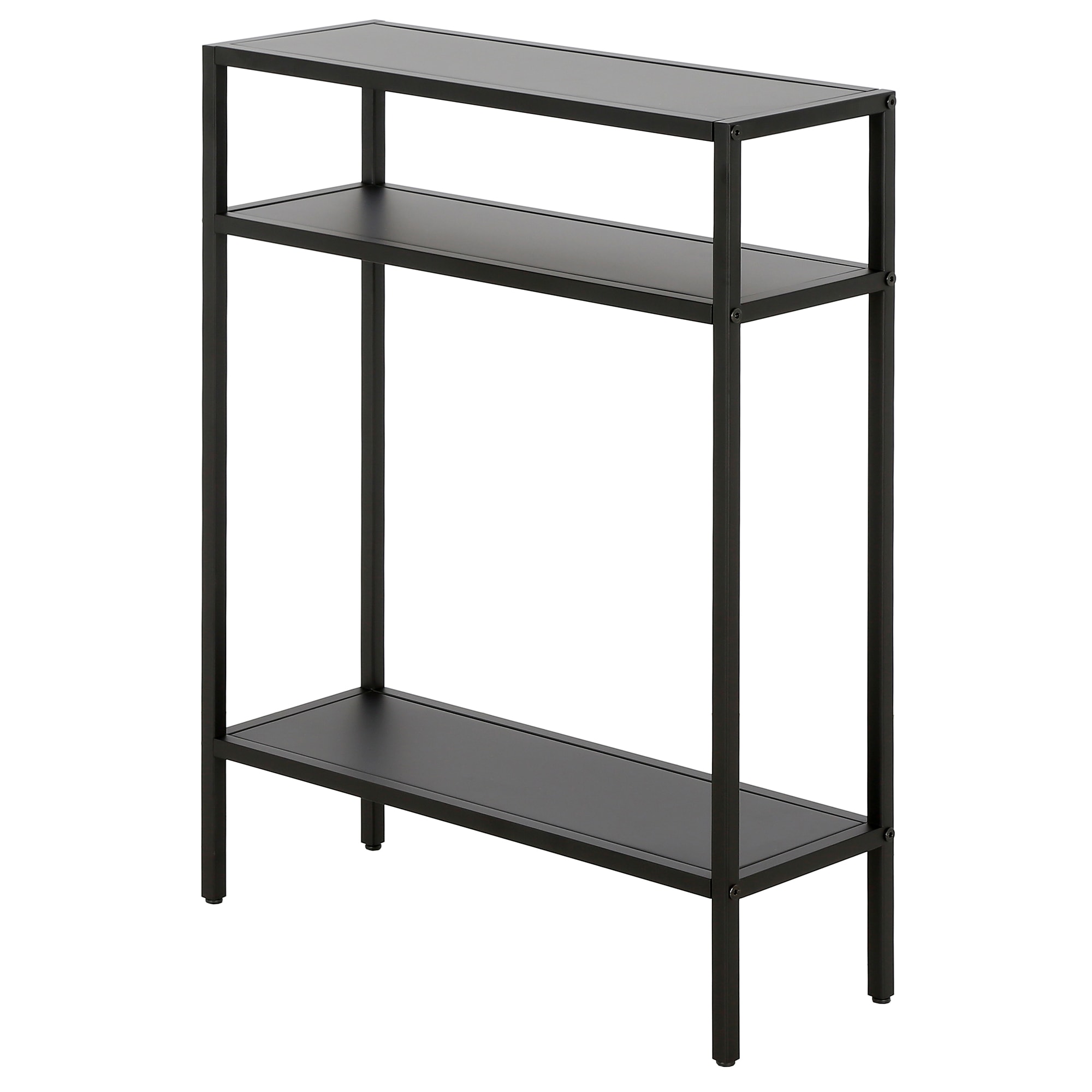 Ricardo Compact Blackened Bronze Console Table with Metal Shelves