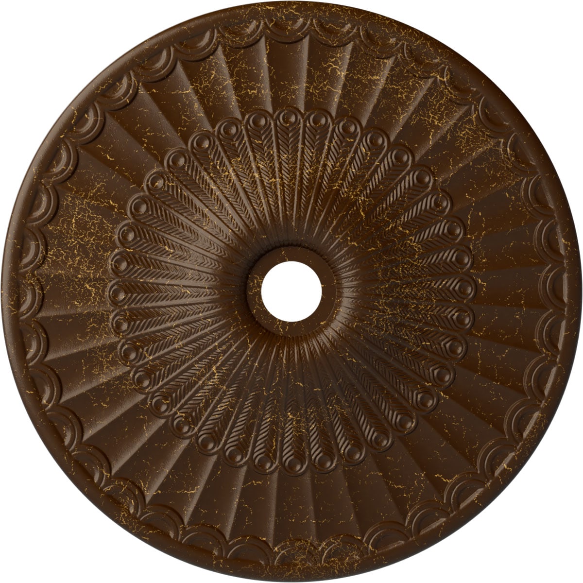 Ekena Millwork CM36GLRBC Galveston 36.625-in W x 36.625-in L Painted Root Beer Crackle Polyurethane Whole Ceiling Medallion