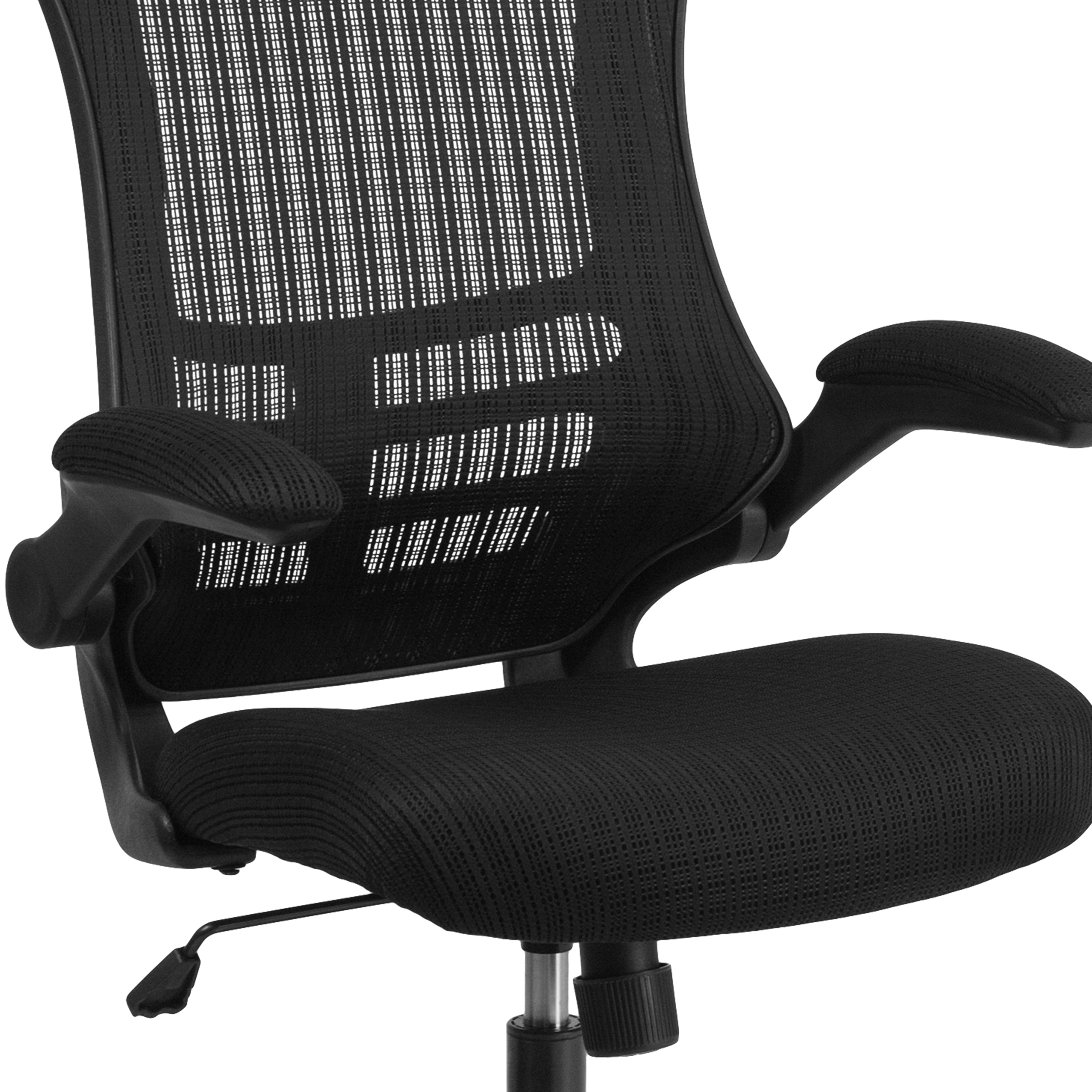 High-Back Black Mesh Swivel Executive Office Chair with Adjustable Arms