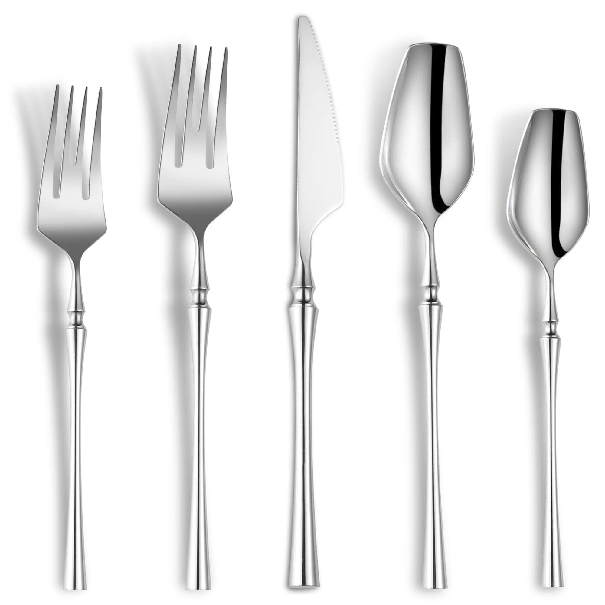 Aoibox  20 Piece Silver 18 10 Stainless Steel Flatware Place Setting Service for 4 Mirror Polished Dishwasher Safe