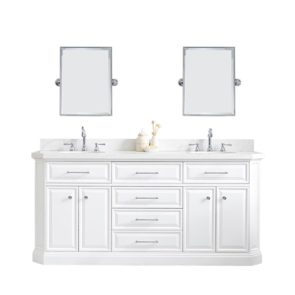 Water Creation Palace 72 In Pure White, 72 Inch White Bathroom Vanity With Quartz Top