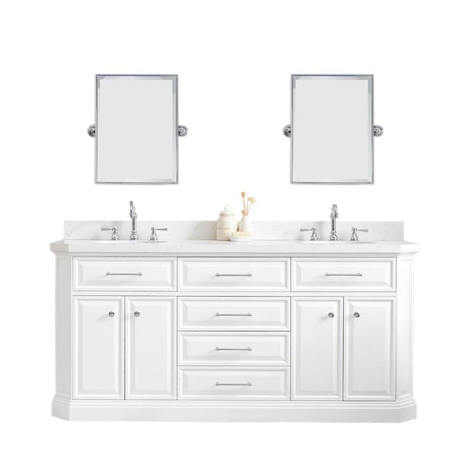 Water Creation Palace 72 In Pure White, 72 Inch White Vanity With Quartz Top