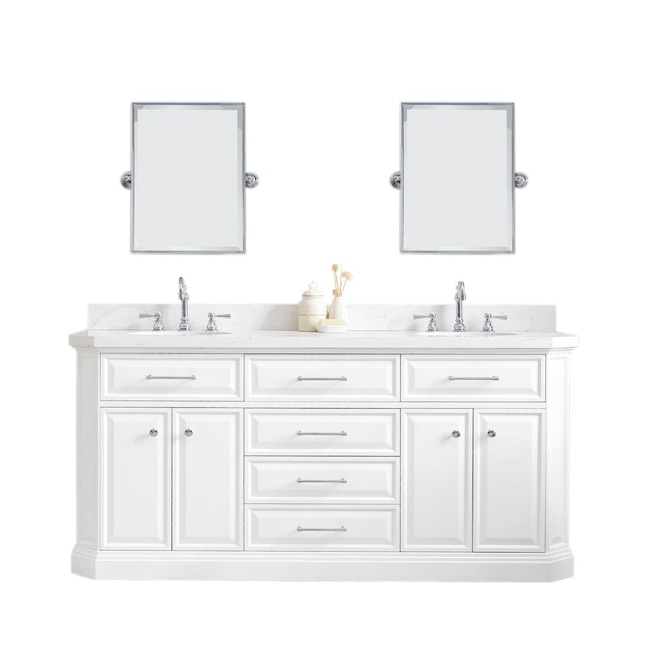 Water Creation Palace 72 In Pure White, Double Sink Vanity 72 Inch With Top