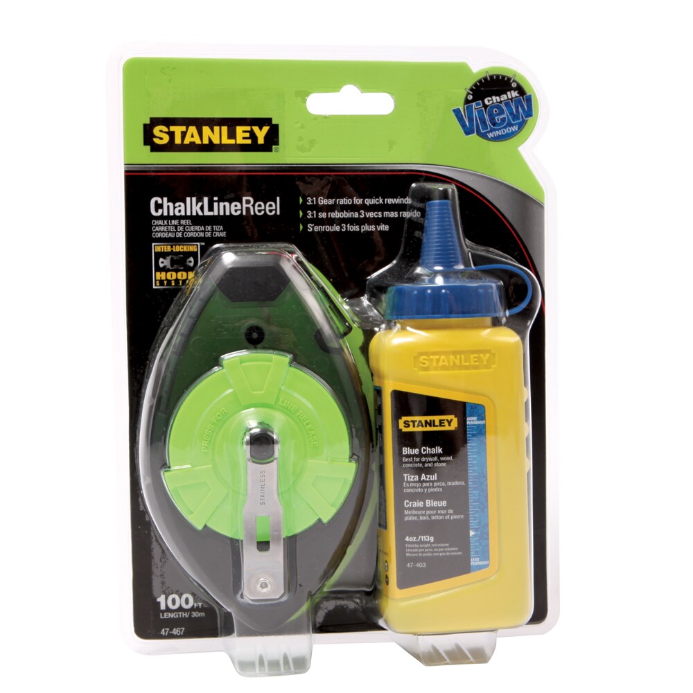 Stanley 100 Foot Chalk Line Reel with Chalk View Window and