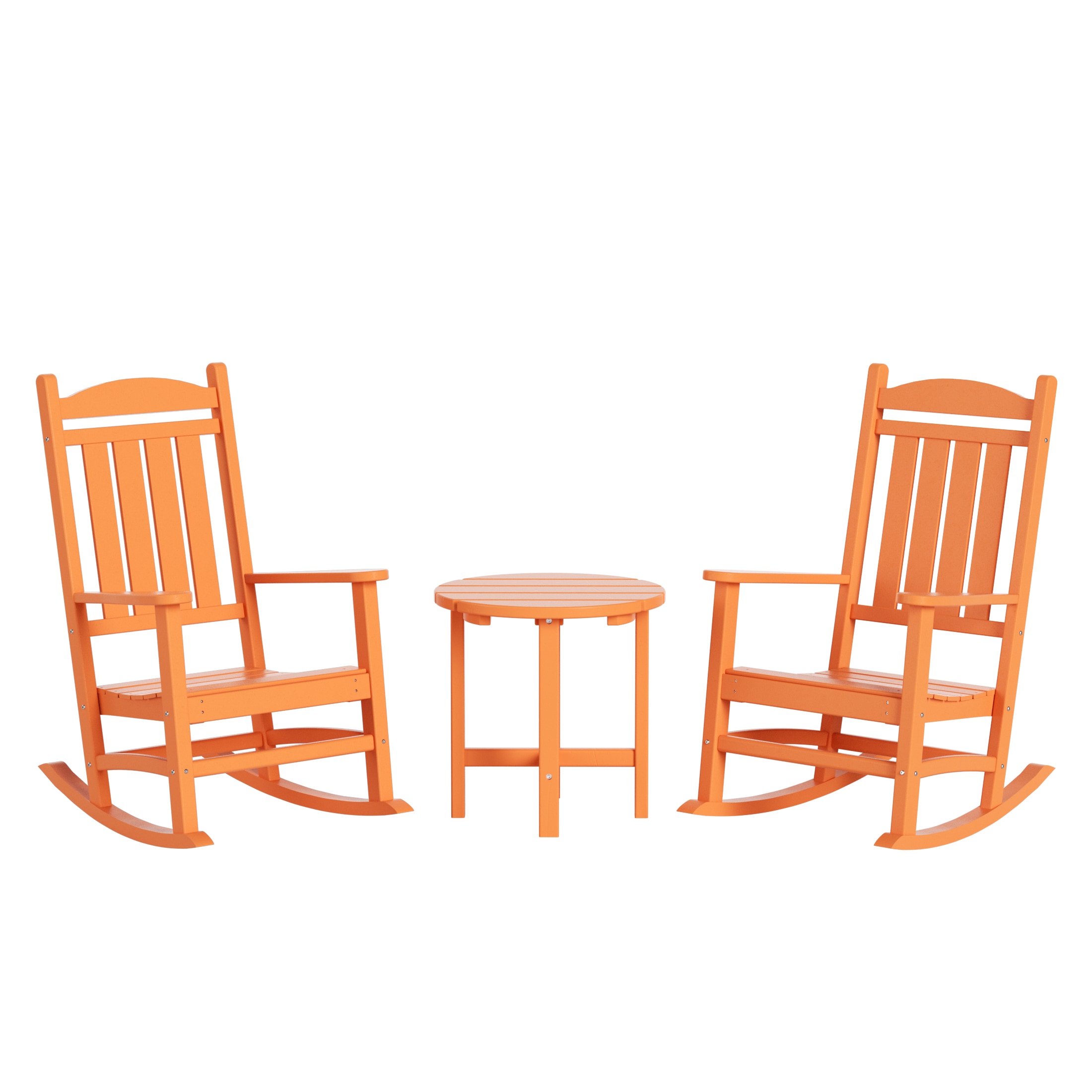 Westin Furniture OP5001-OR3 Laguna Set of 2 Orange HDPE Frame Rocking Chair with Slat Seat