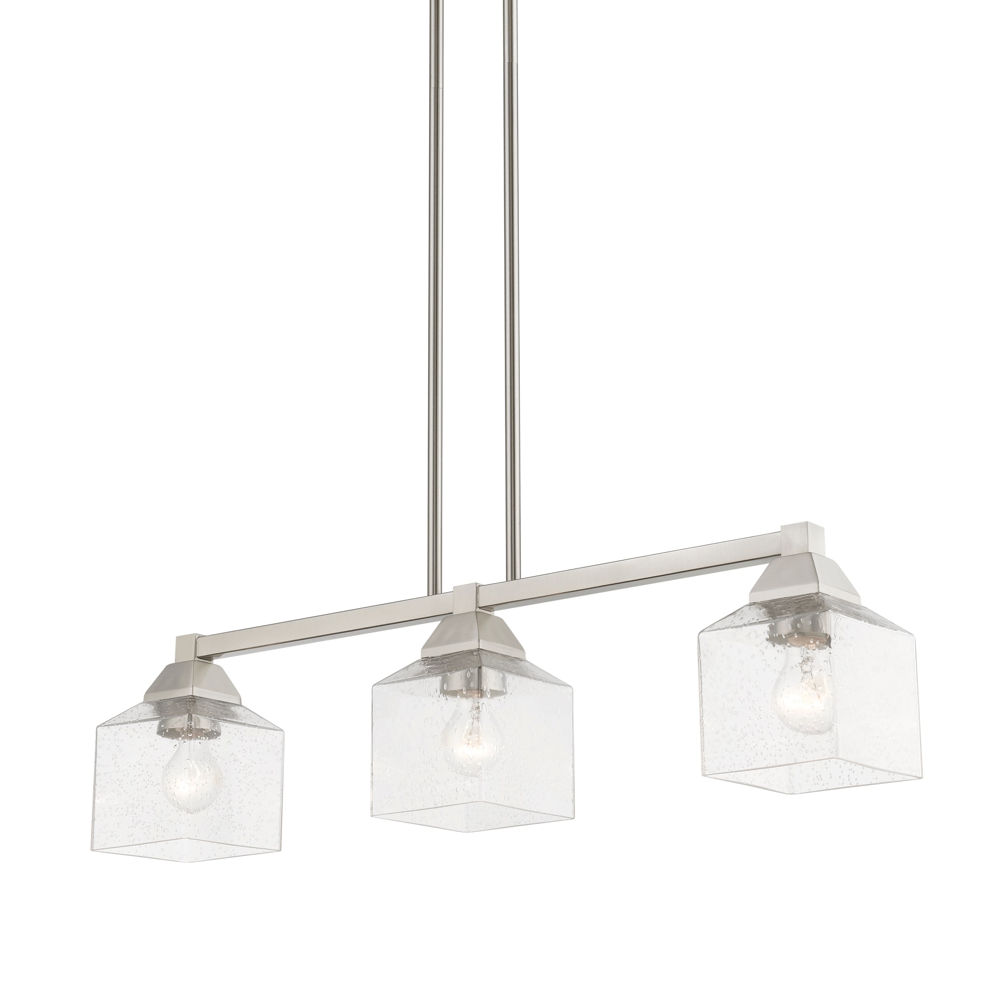 Aragon Brushed Nickel 3-Light Linear Chandelier with Clear Seeded Glass