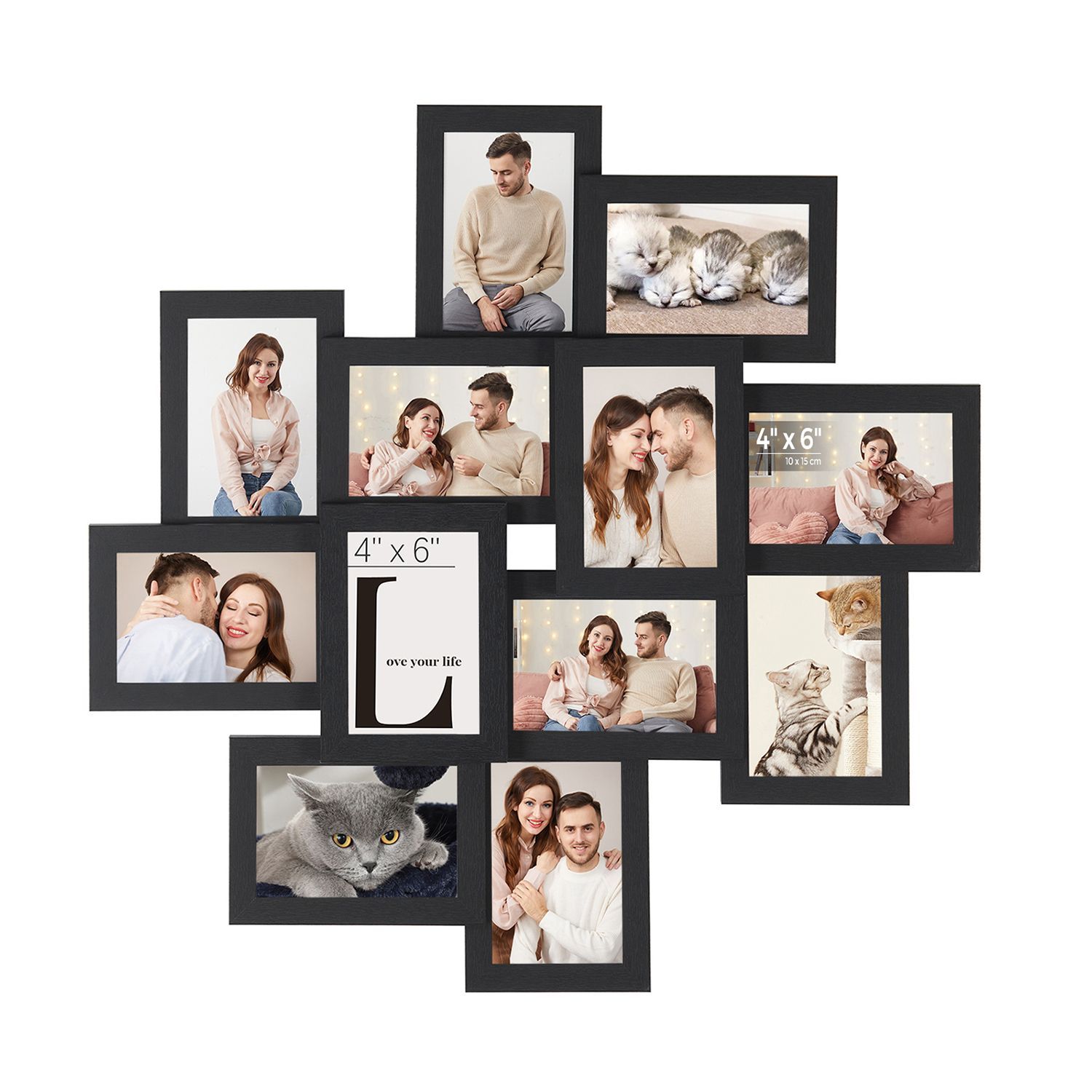 Slickblue 12 Pack Black/White Collage Picture Frame Set with Glass Front for Living Room Bedroom Office or Hallway