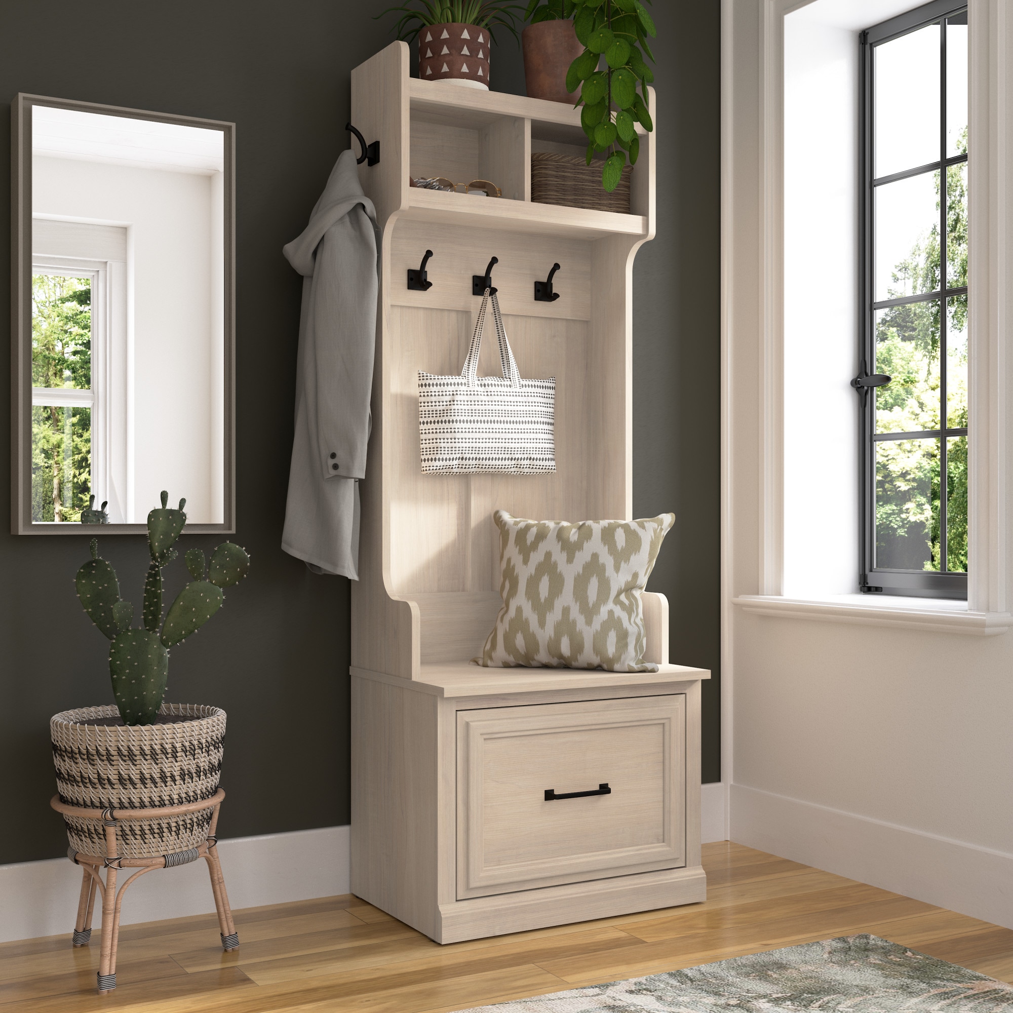 Bush Furniture WDL007WM 1-cu ft White Washed Maple Composite Wood Storage Trunk
