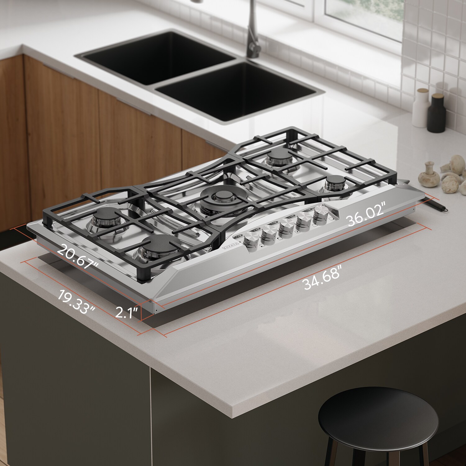 Empava 36-in 5 Burners Stainless Steel Gas Cooktop in the Gas Cooktops  department at