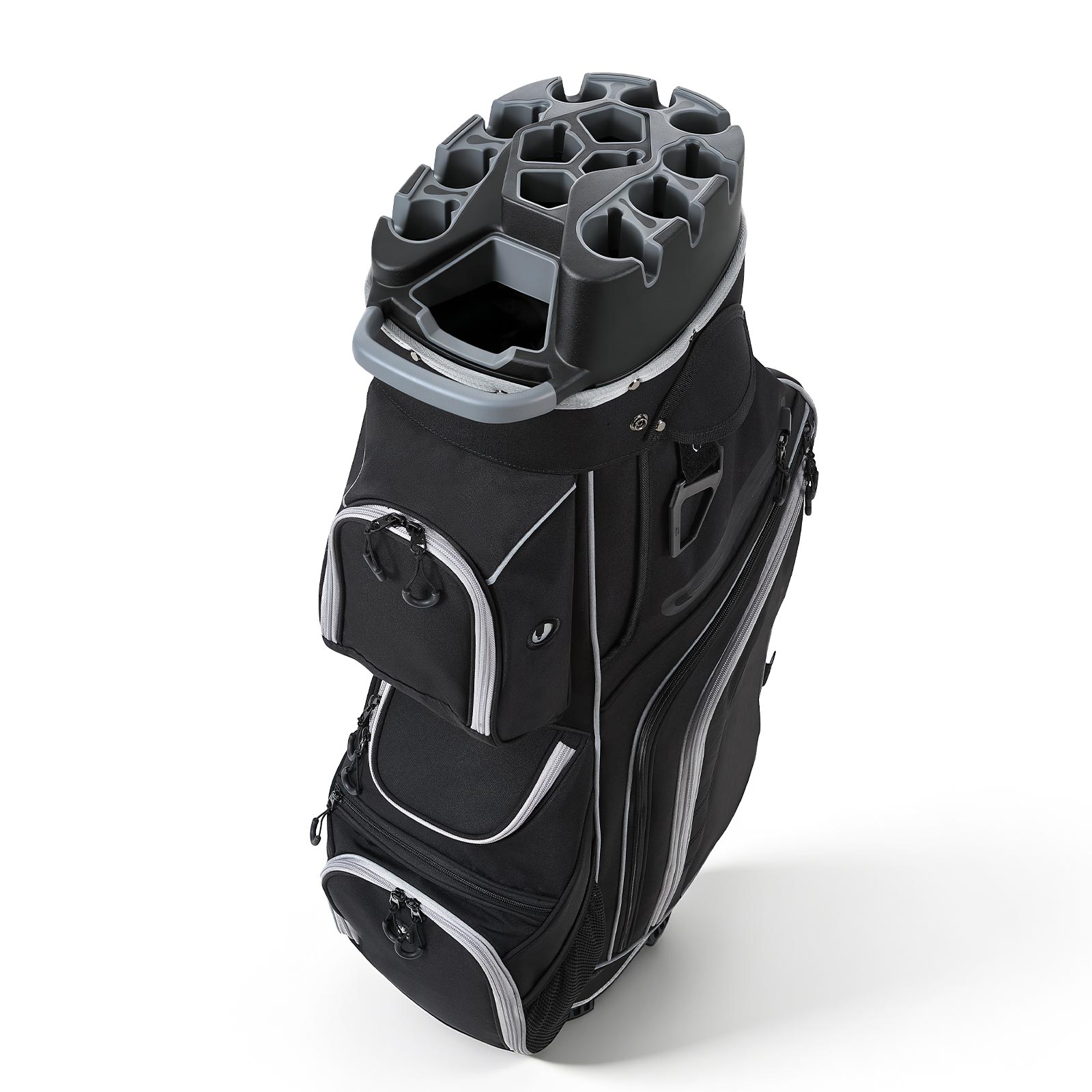 GIVIMO 14-Way Divider Golf Cart Bag with 40.2-in Full-Length Dividers 13 Storage Pockets 10 Zippers Rain Hood 900D Polyester Shell 210D PU Lining and Ergonomic Single Shoulder Strap for Men and Women in a 17.72-in x 12.99-in x 40.94-in Cart-Ready Profile