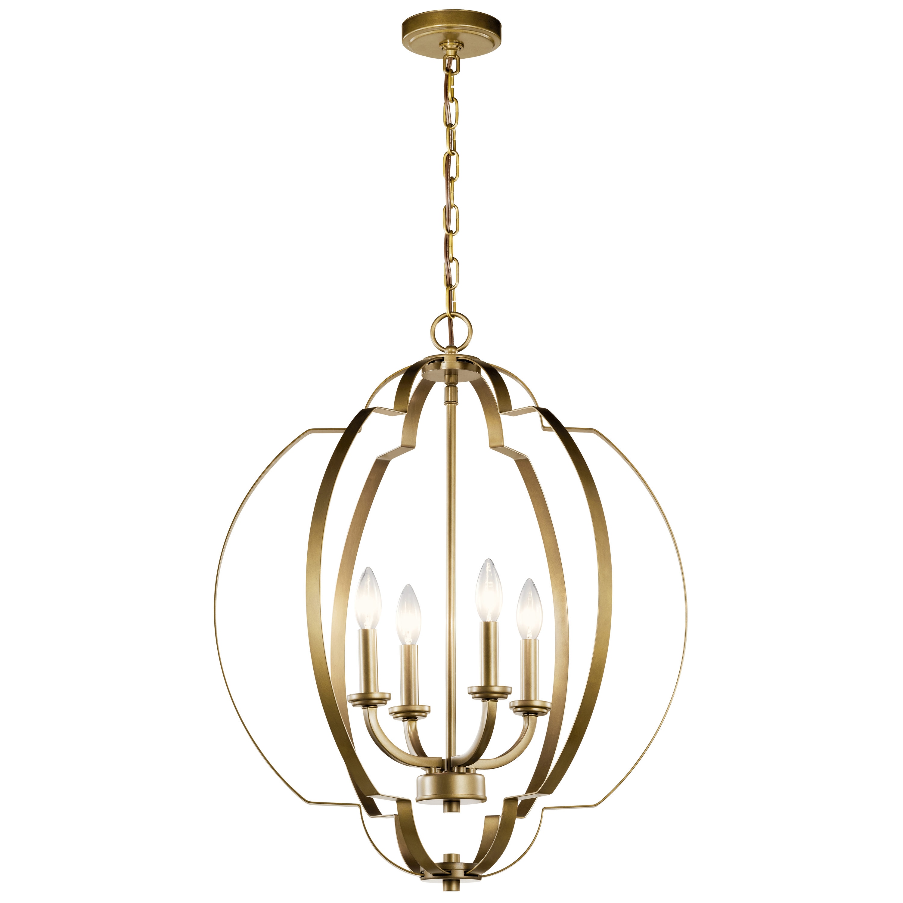 Kichler 42138NBR Voleta 4 -Light Natural Brass Traditional Lantern Medium Hanging Pendant light