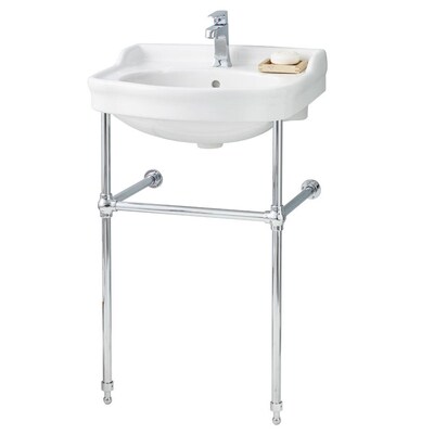 Cheviot Antique 36 5 In H White Chrome Stainless Steel Wall Mount Console Sink With Base 18 X 22 The Sinks Department At Com - Fiberglass Vintage Bathroom Sink Repair