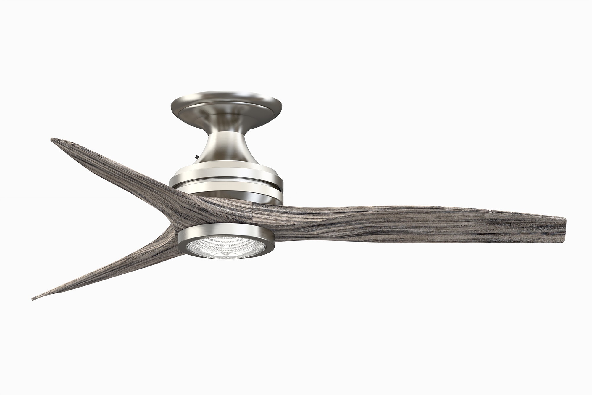 Fanimation FP6721BBN-48WE-LK-F Spitfire 48-in Integrated LED Outdoor Flush Mount Brushed Nickel with Weathered Wood Blades Propeller Ceiling Fan With Light - Remote Included ( 3 -Blade )