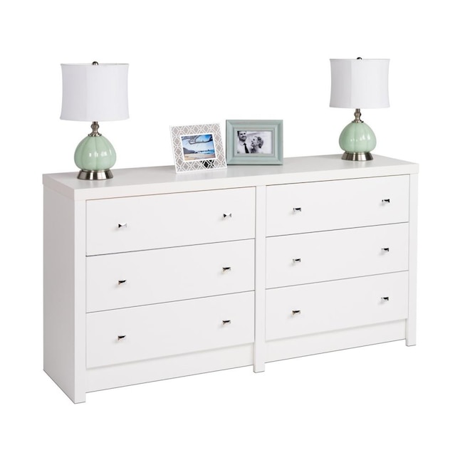 Prepac Calla White 6 Drawer Standard, Standard Bedroom Dresser Dimensions