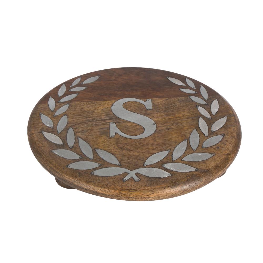 The GG Collection 93510 Heritage Collection Mango Wood Round Trivet with Letter "S"