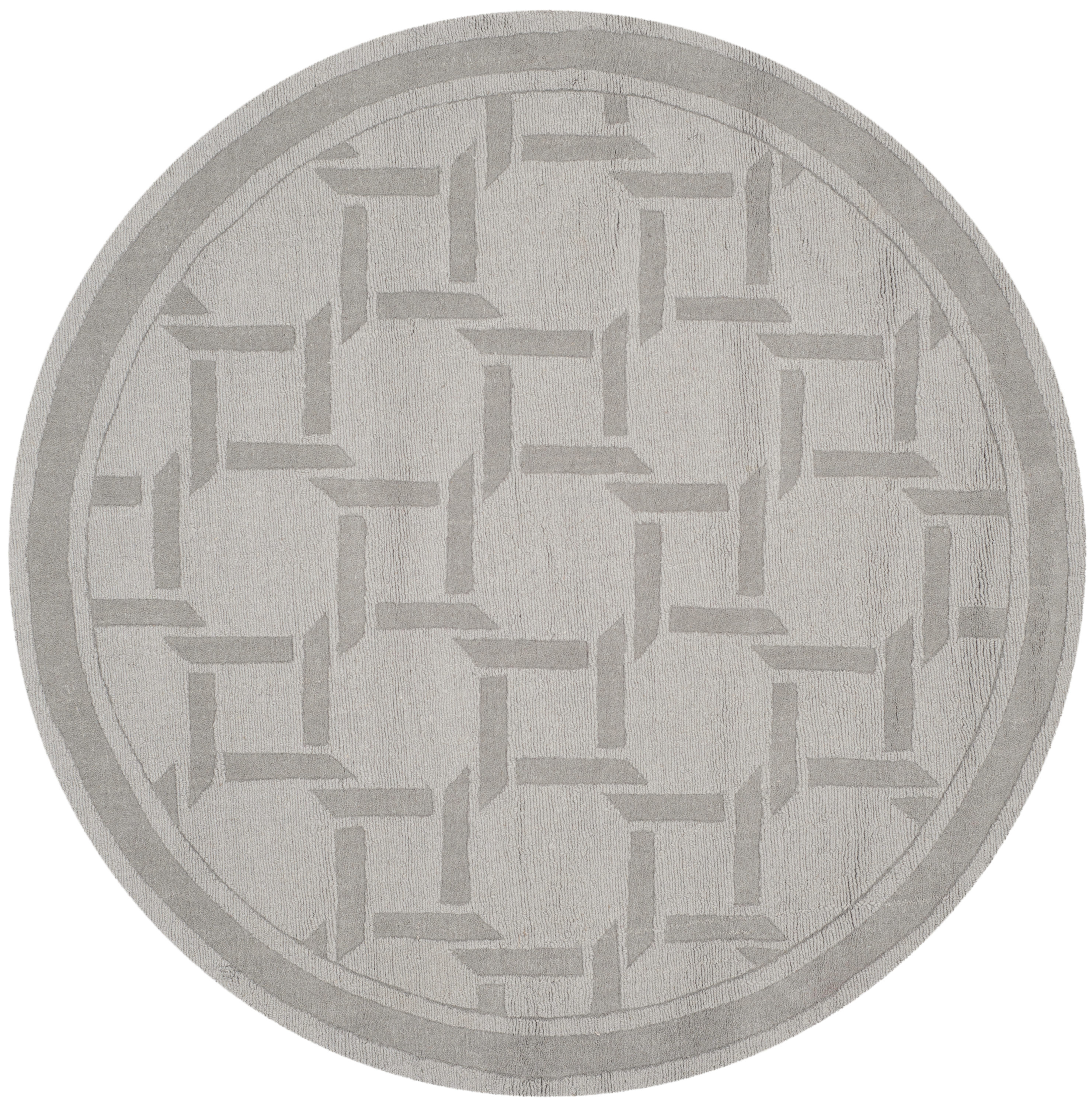 Martha Stewart MSR4549A-8R Resort Weave 8 x 8 (ft) Tufted Wool Driftwood/Gray Round Indoor Abstract Farmhouse/Cottage Area rug