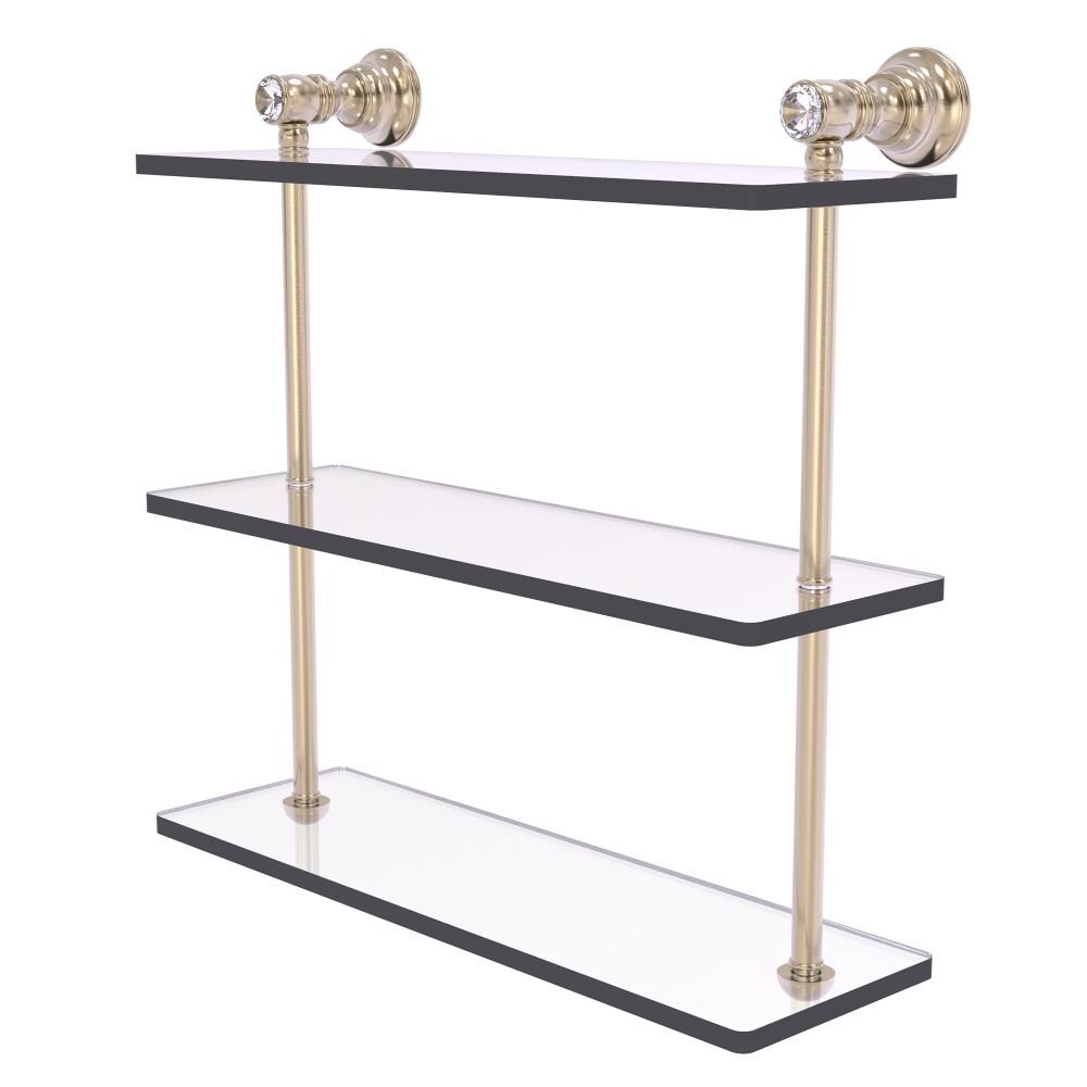 Allied Brass CC-5-16-PEW Carolina Crystal Antique Pewter 3 -Tier Wall mount Bathroom Shelf ( 16-in x 16-in x 5-in )