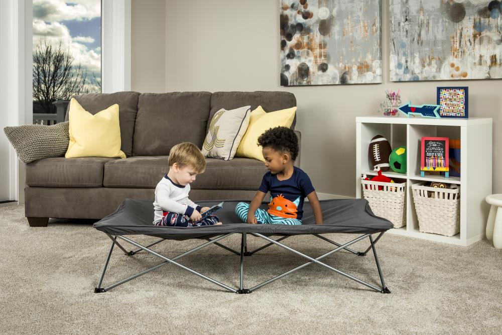 Extra Long Portable My Cot - Modern Toddler Bed, Gray Finish, Steel Frame, JPMA Certified, Ages 2-8, Up to 80 lbs | - Regalo 5008 DS