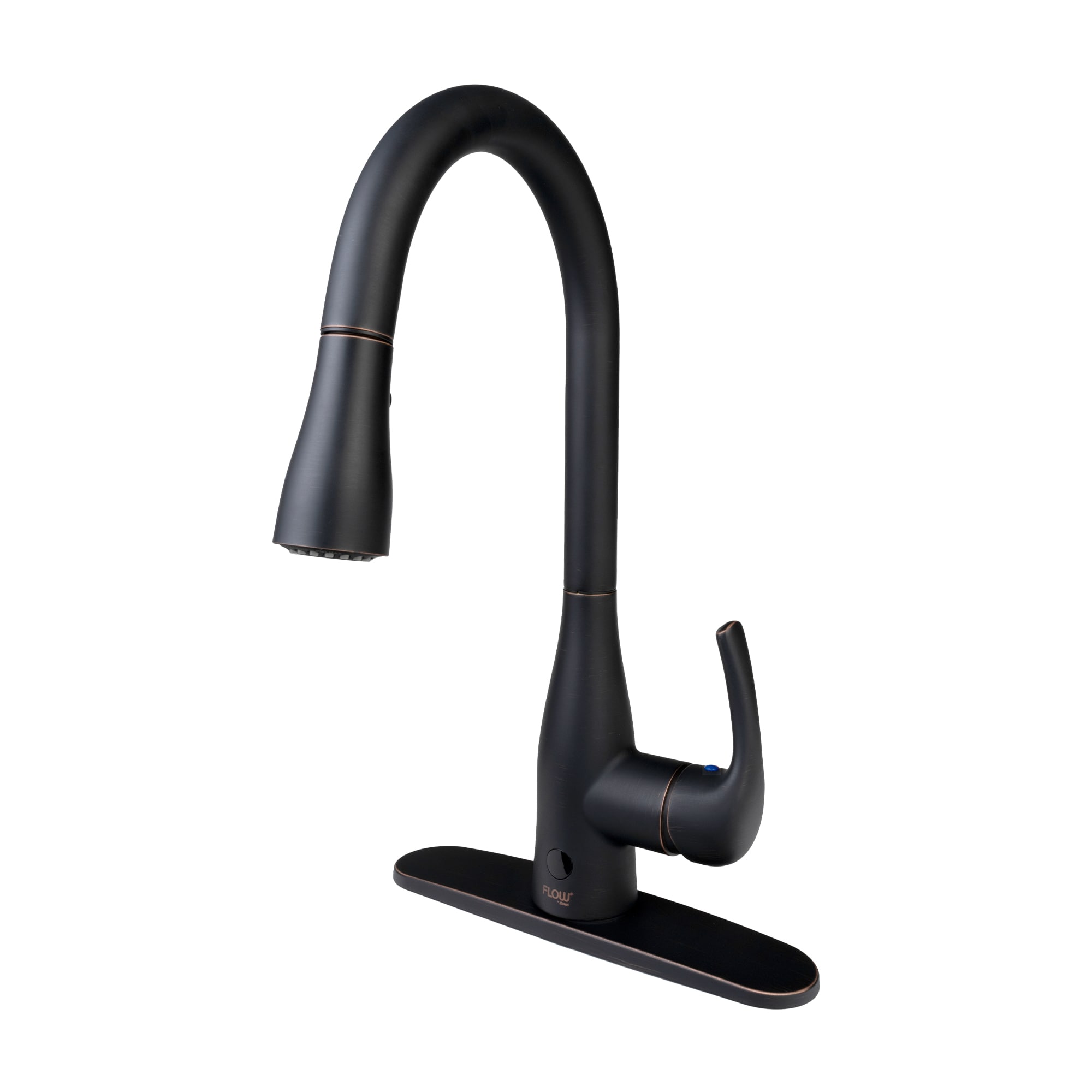 FLOW UP7000ORB Oil Rubbed Bronze Double Handle Deck-mount Pull-down Kitchen Faucet with Sprayer ( Deck Plate Included )